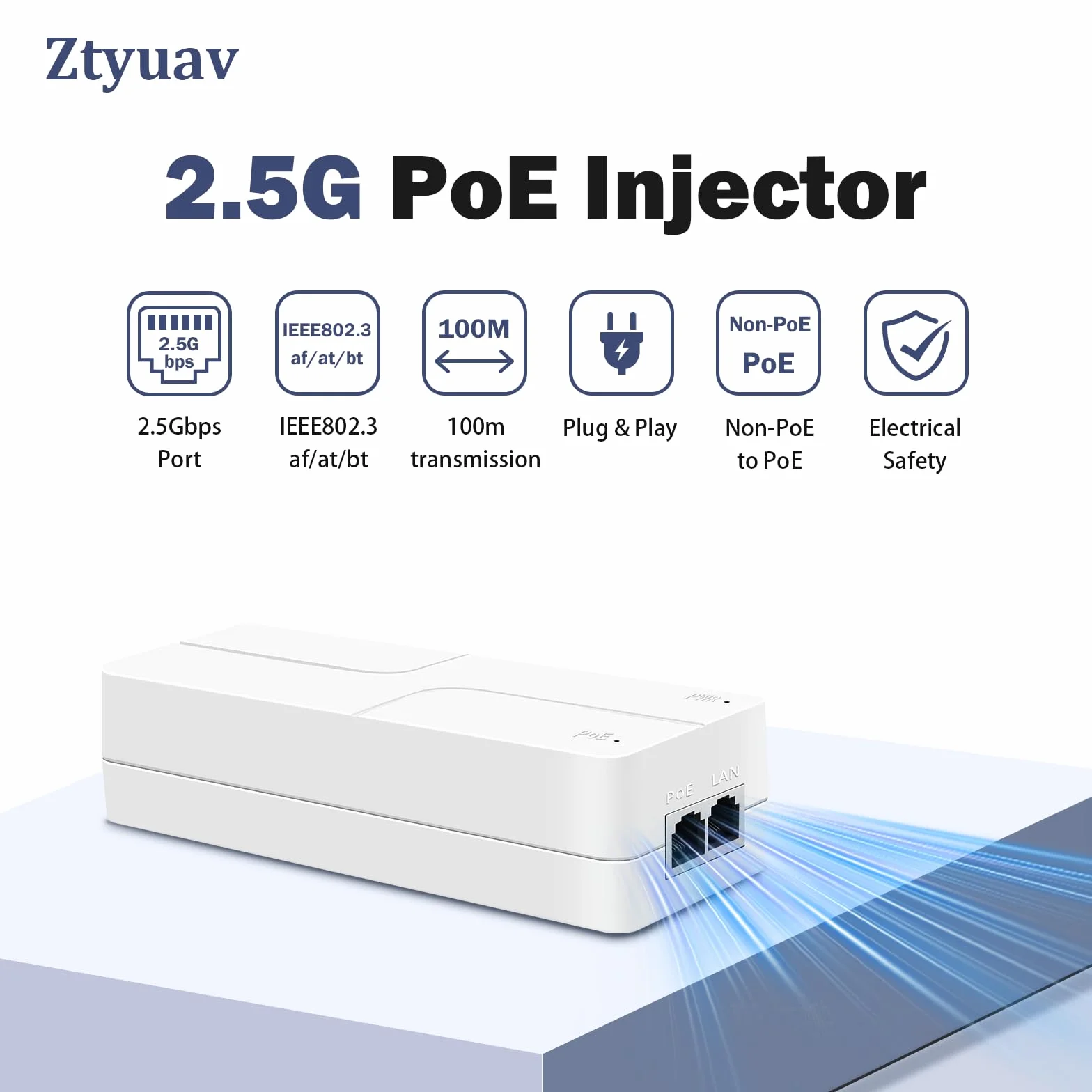 Wtryskiwacz PoE++ 90 W 2,5 G 2 porty RJ-45 100/1000/2500 Mb/s