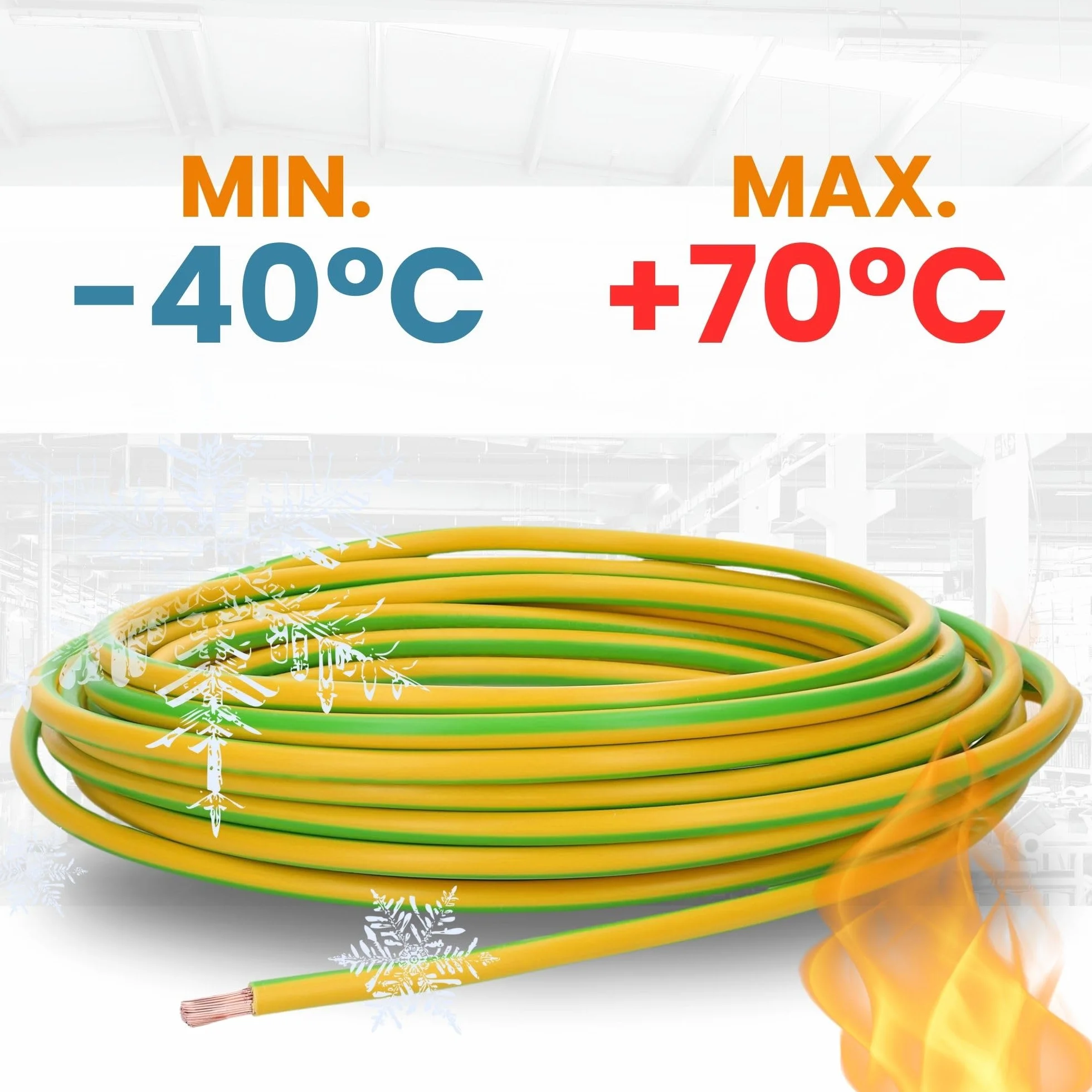 10 metrów Lapp 4520005 H07V-K 10 mm² zielono-żółty I przewód uziemiający I przewód okablowania I elastyczny przewód żyłowy I pojedyncza żyła PCW I żyła 10 mm2 I okablowanie