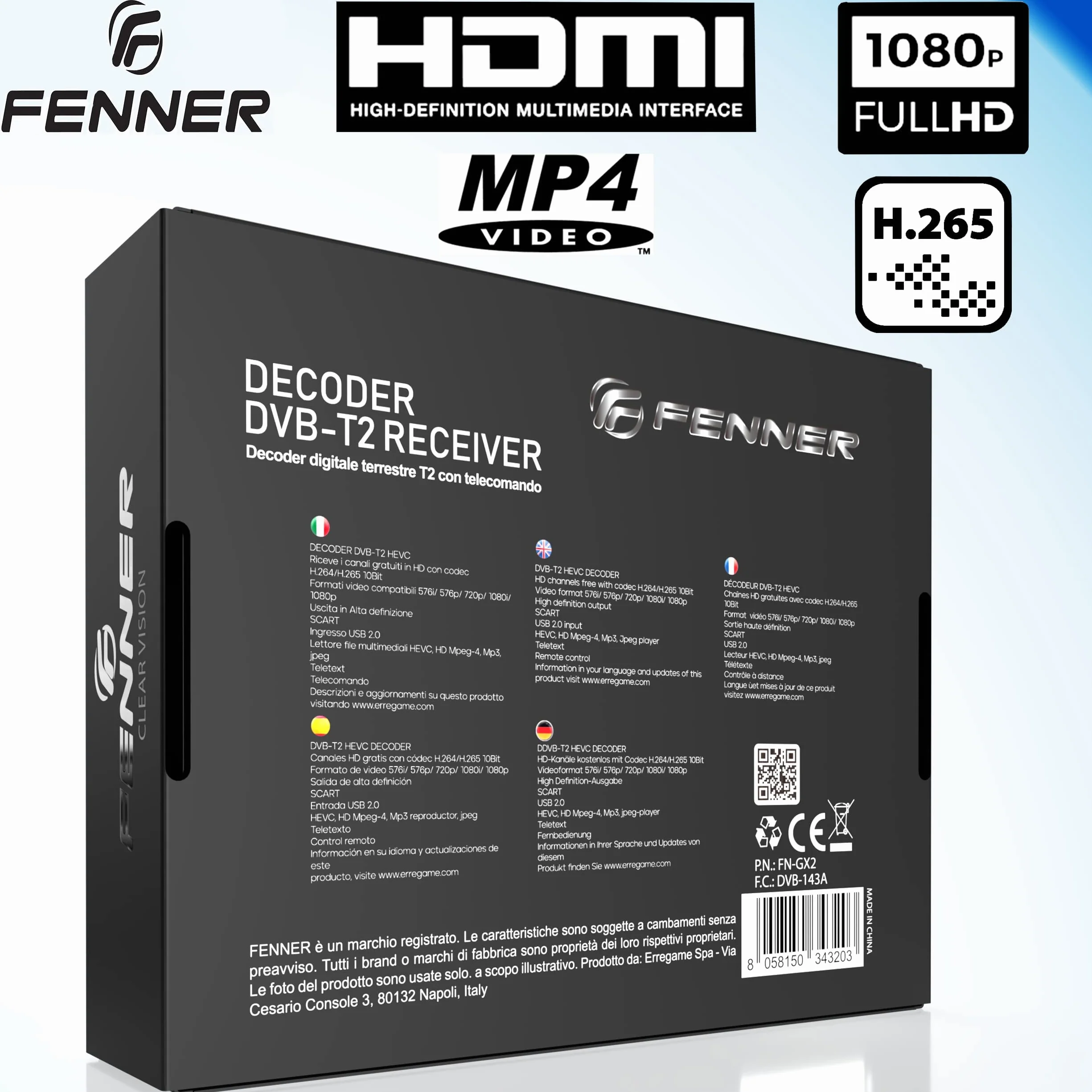 Fenner Tech Decoder FN-GX2 HD DVB-T2/HEVC USB 2.0