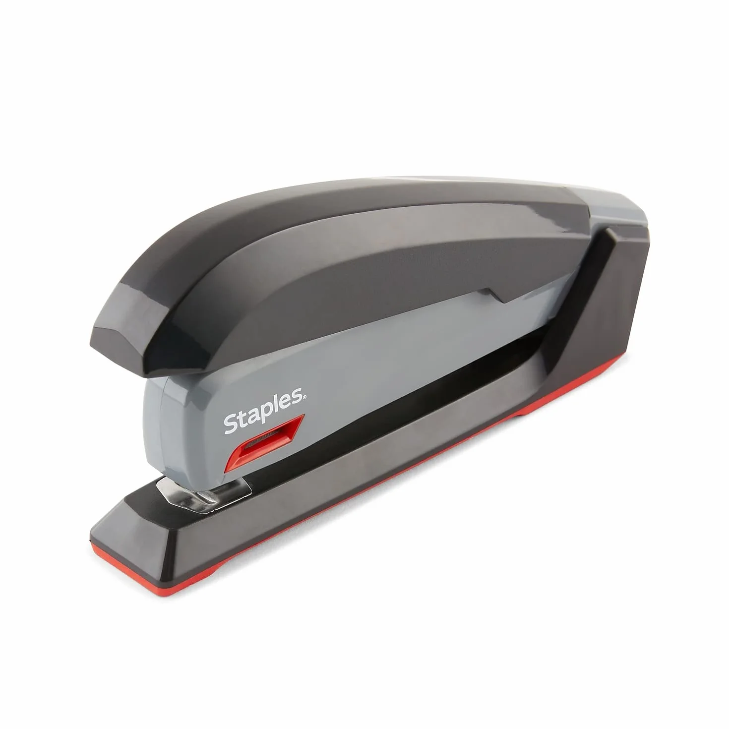 Staples 1798852 Zszywacz do pulpitu jednym dotknięciem, pełna pojemność, szary/czarny/czerwony (44425)
