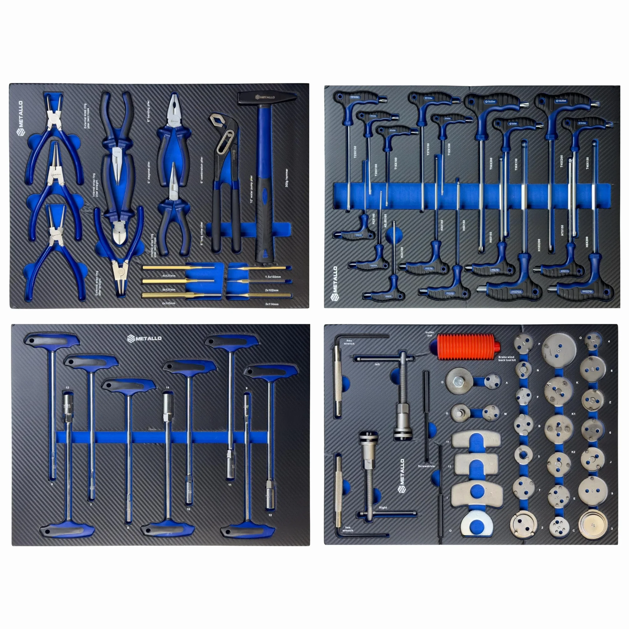 Metallo Blue 8/8 wózek narzędziowy, wózek warsztatowy, 8 szuflad wypełnionych narzędziami