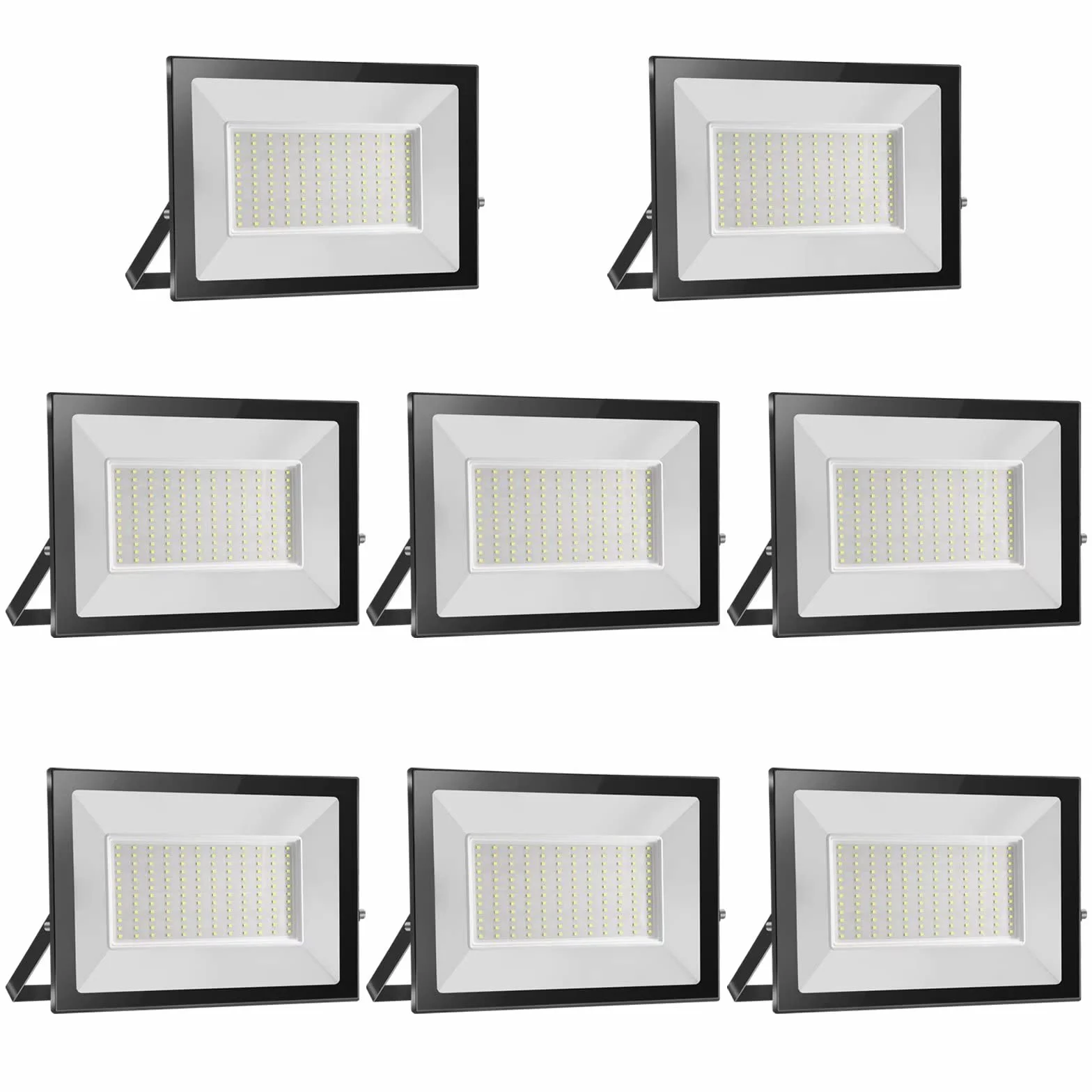 loyal Reflektor LED, 150 W, 8 sztuk, 15000 lm, ciepła biel, 3000 K, super jasny zewnętrzny reflektor LED, IP65, wodoodporne szkło hartowane, oświetlenie garażowe, do wejścia, patio, kwadratu, fabryki