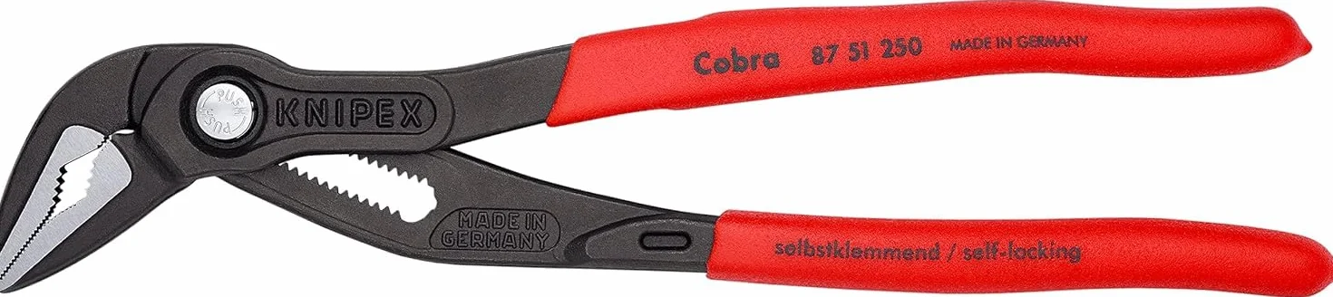 KNIPEX Cobra ES Szczypce nastawne do rur z wydłużoną szczęką fosforanowana, szara pokryte antypoślizgowym tworzywem sztucznym 250 mm, 87 51 250