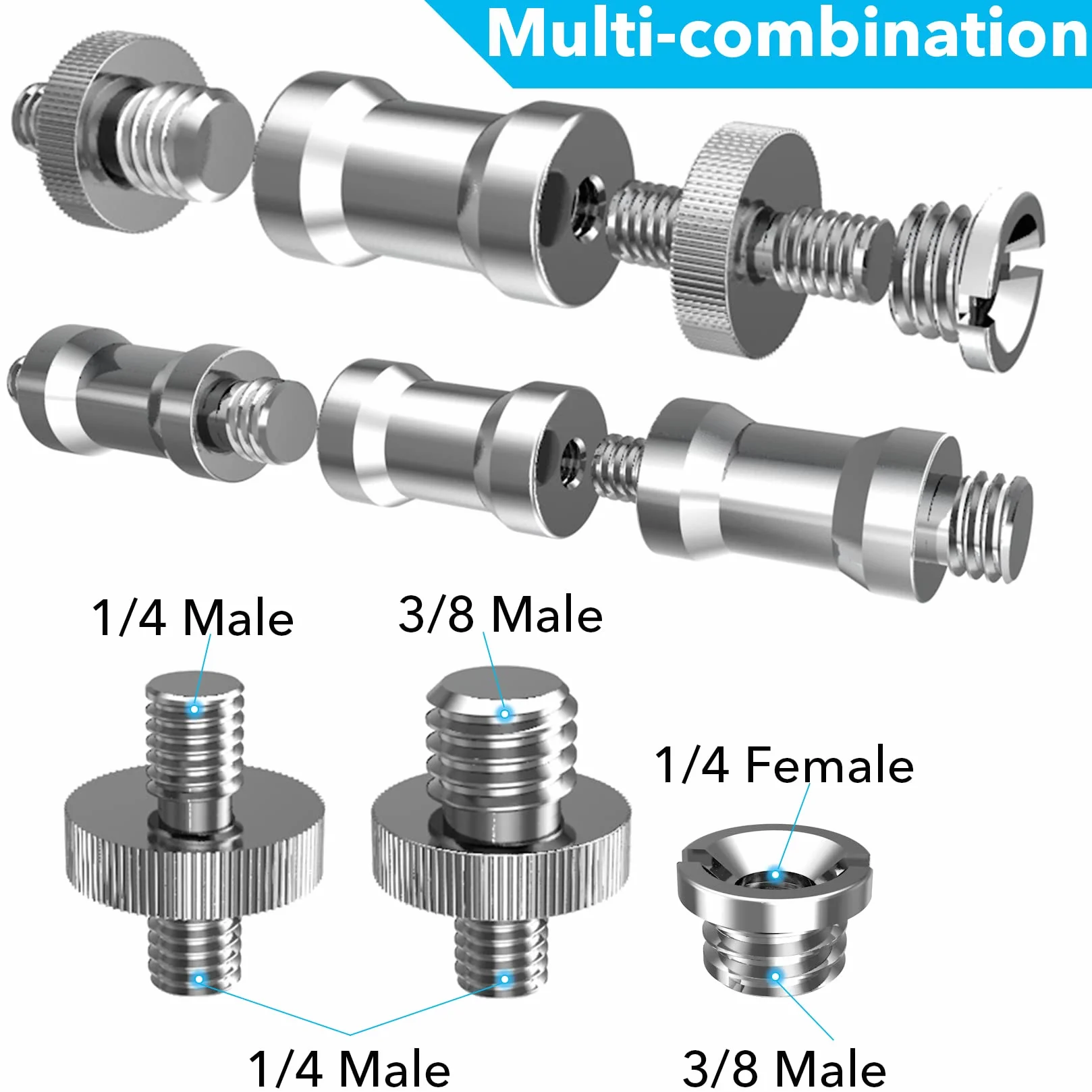 22 Sztuki Śrub Do Aparatu 1/4" Na 3/8" Adapter Statywu Głowicy Kulowej