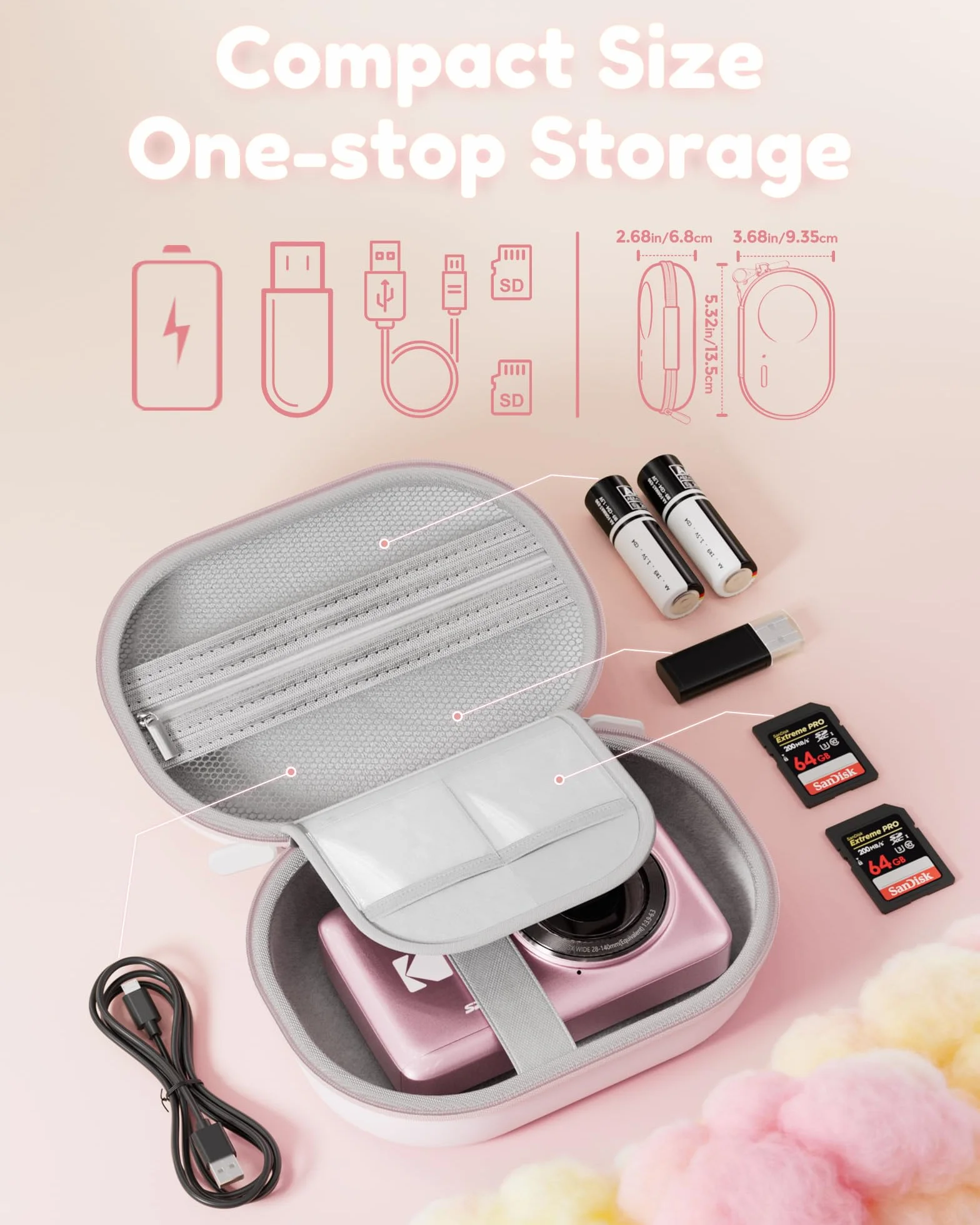 ProCase Futerał do przenoszenia Kodak PIXPRO FZ55 FZ45, twarda obudowa z kieszenią siatkową