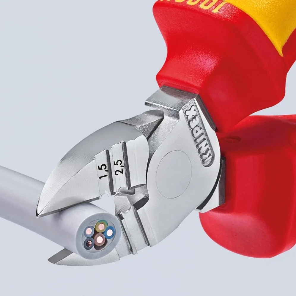 KNIPEX Szczypce tnące boczne do ściągania izolacji chromowany z wielokomponentowymi osłonkami, izolowane wg VDE 160 mm, 14 26 160