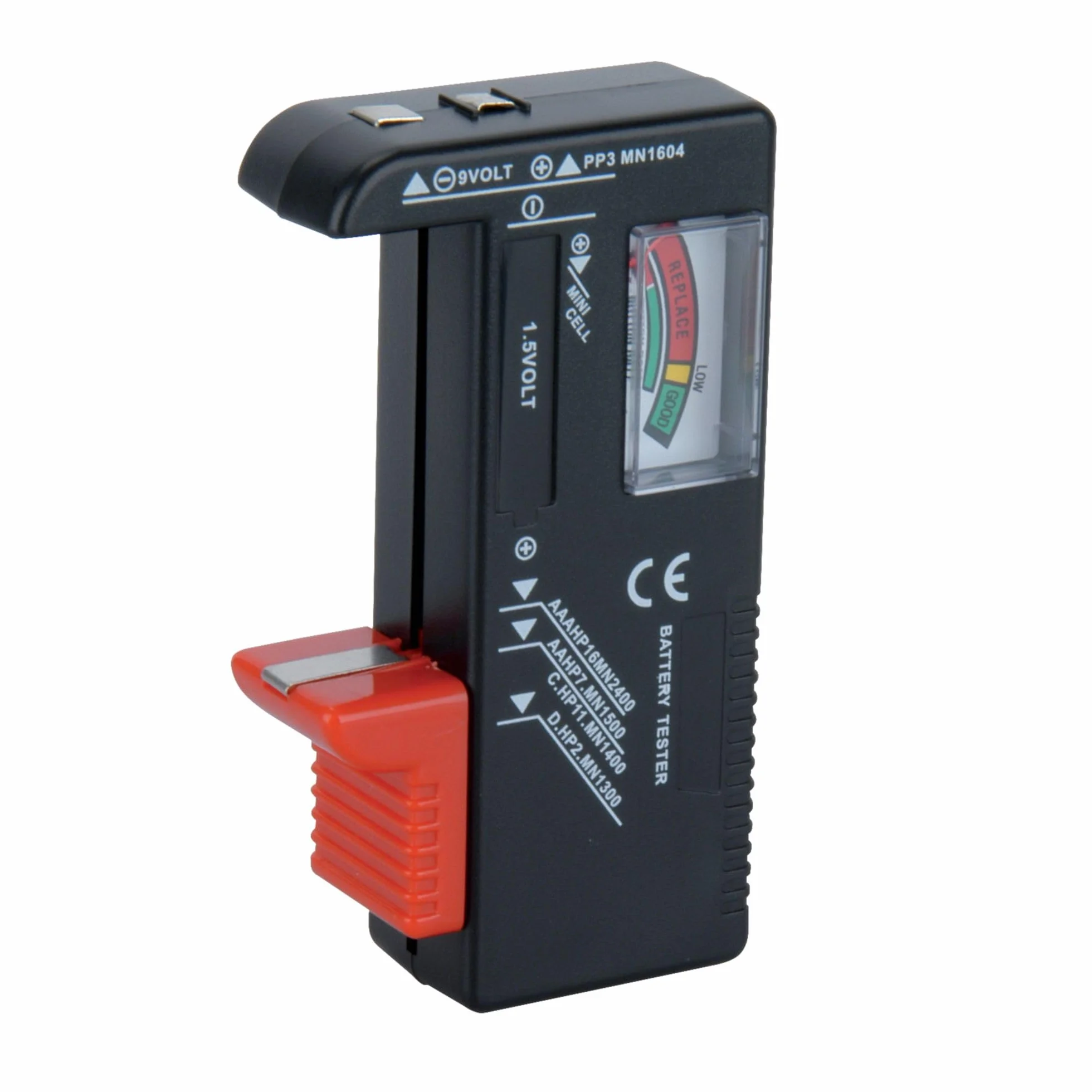 UNITEC 46021 uniwersalny tester baterii 1,5 V/9 V, czarny
