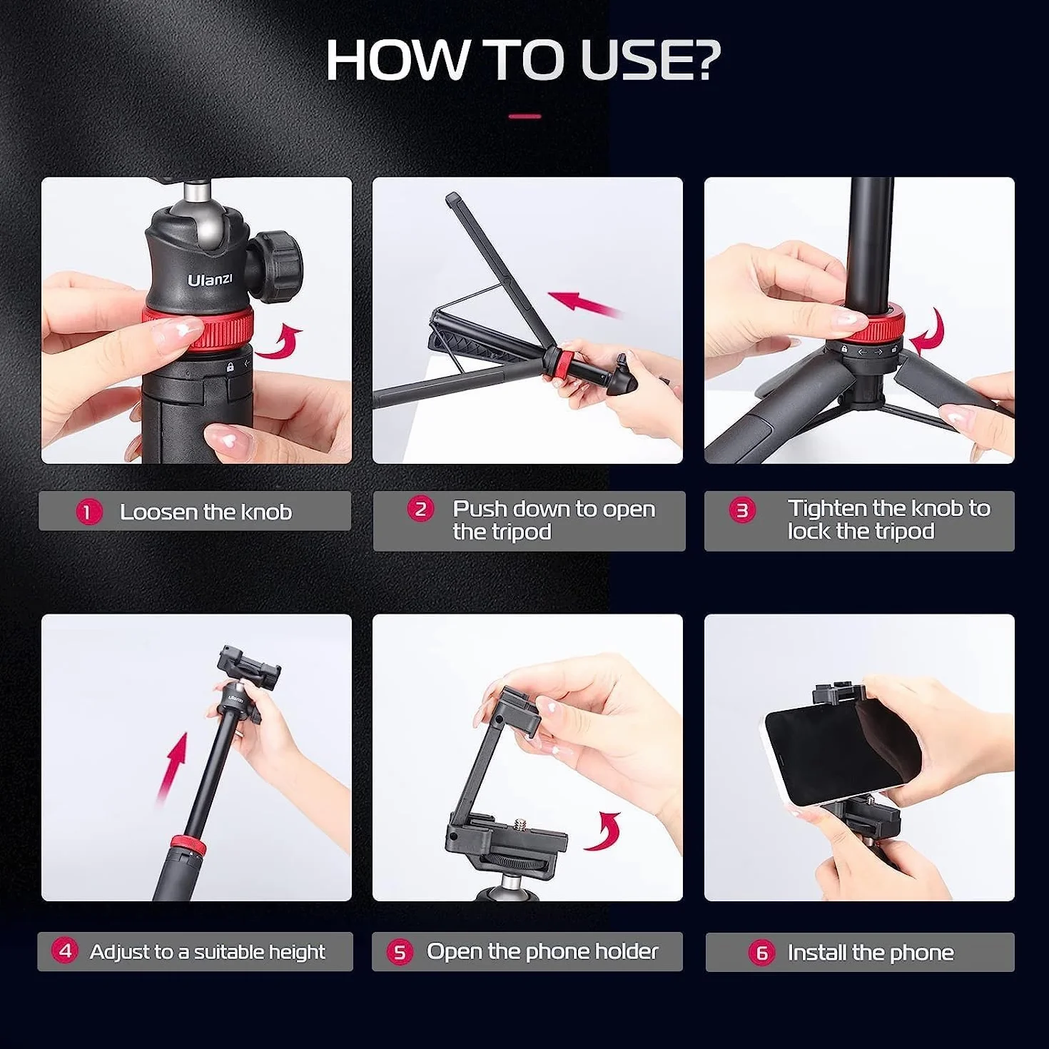 ULANZI Statyw do telefonu MT-44 149.9 cm Selfie Stick 2 w 1 z klipsem i głowicą kulową 360°