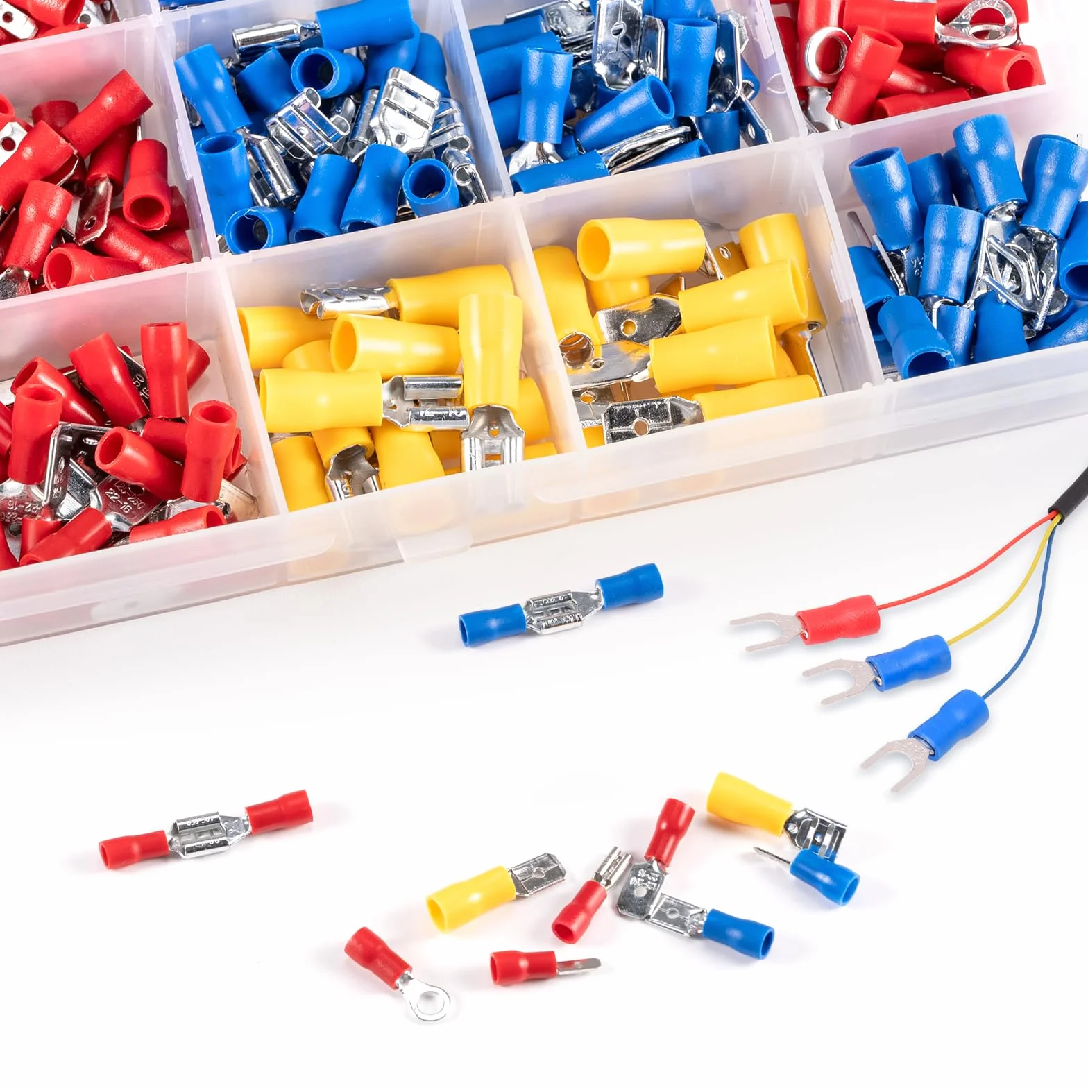 Zestaw końcówek kablowych, 280 sztuk końcówek kablowych 0,5 – 6,0 mm², końcówki kablowe, końcówki kablowe, złącza zaciskowe, tulejki płaskie