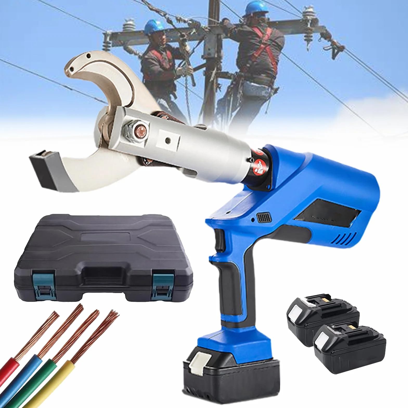 Hydrauliczne przecinarki akumulatorowe nożyce do kabli elektrycznych z wyświetlaczem LED/baterią, elektrycznym narzędziem do cięcia kabli miedzianych i aluminiowych, cięcie bez wysiłku