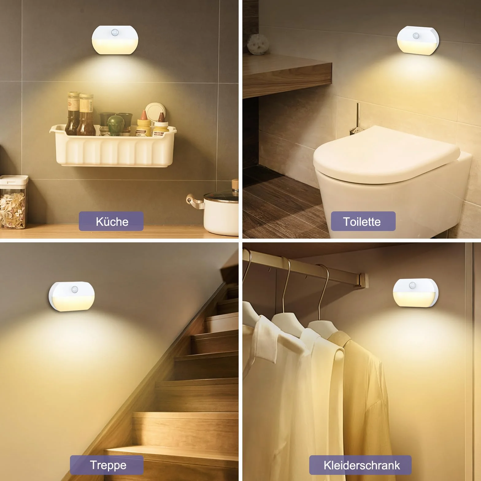Lampka nocna z czujnikiem ruchu, 2 sztuki LED typu C z 3 trybami (AUTO/OFF/ON), 3 regulowane temperatury barwowe (6000K-4000K-3000K), lampka nocna dla dzieci do sypialni