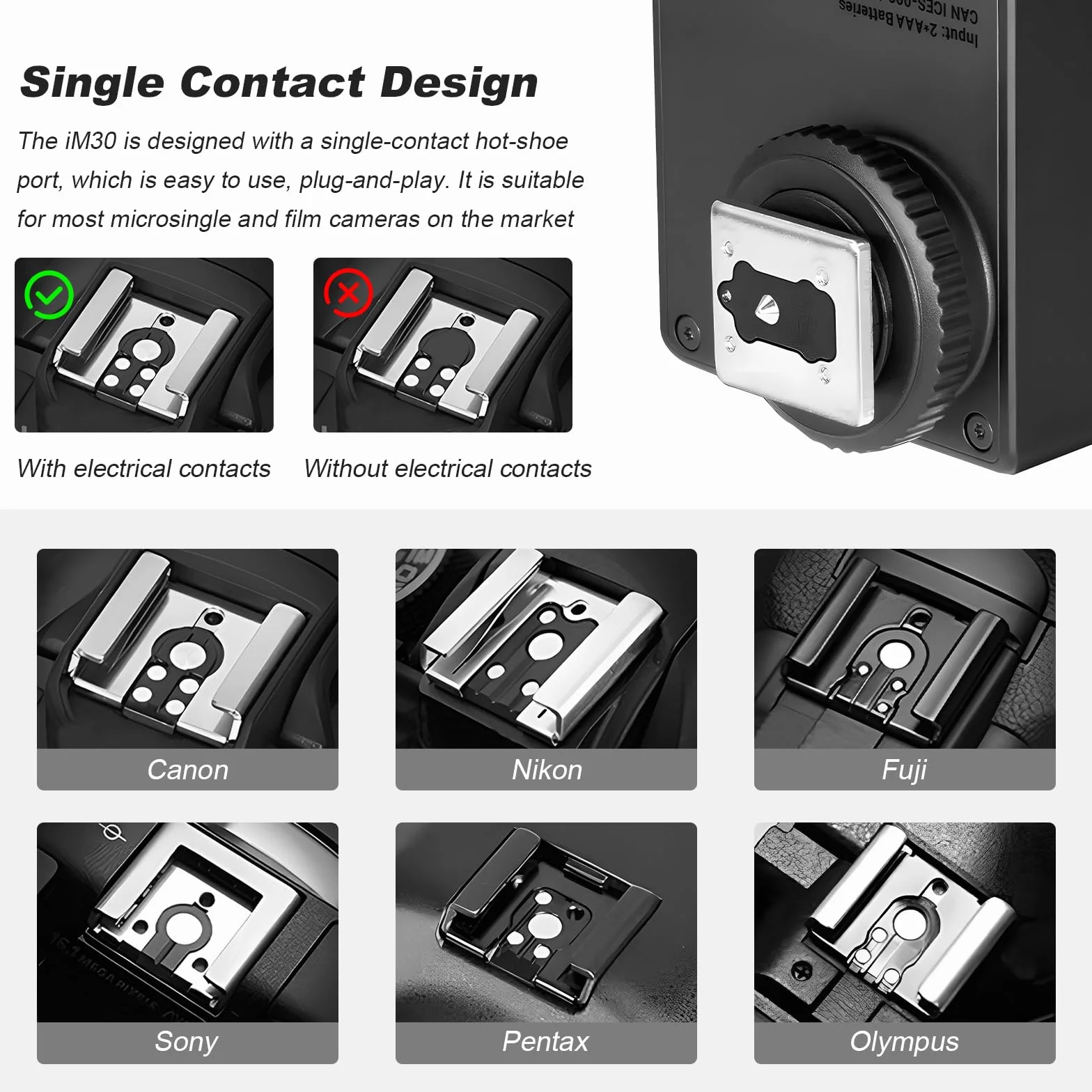 Godox IM30 Mini Flash Speedlite Ręczny S1/S2 Optyczne 7 Poziomów Mocy 6500K