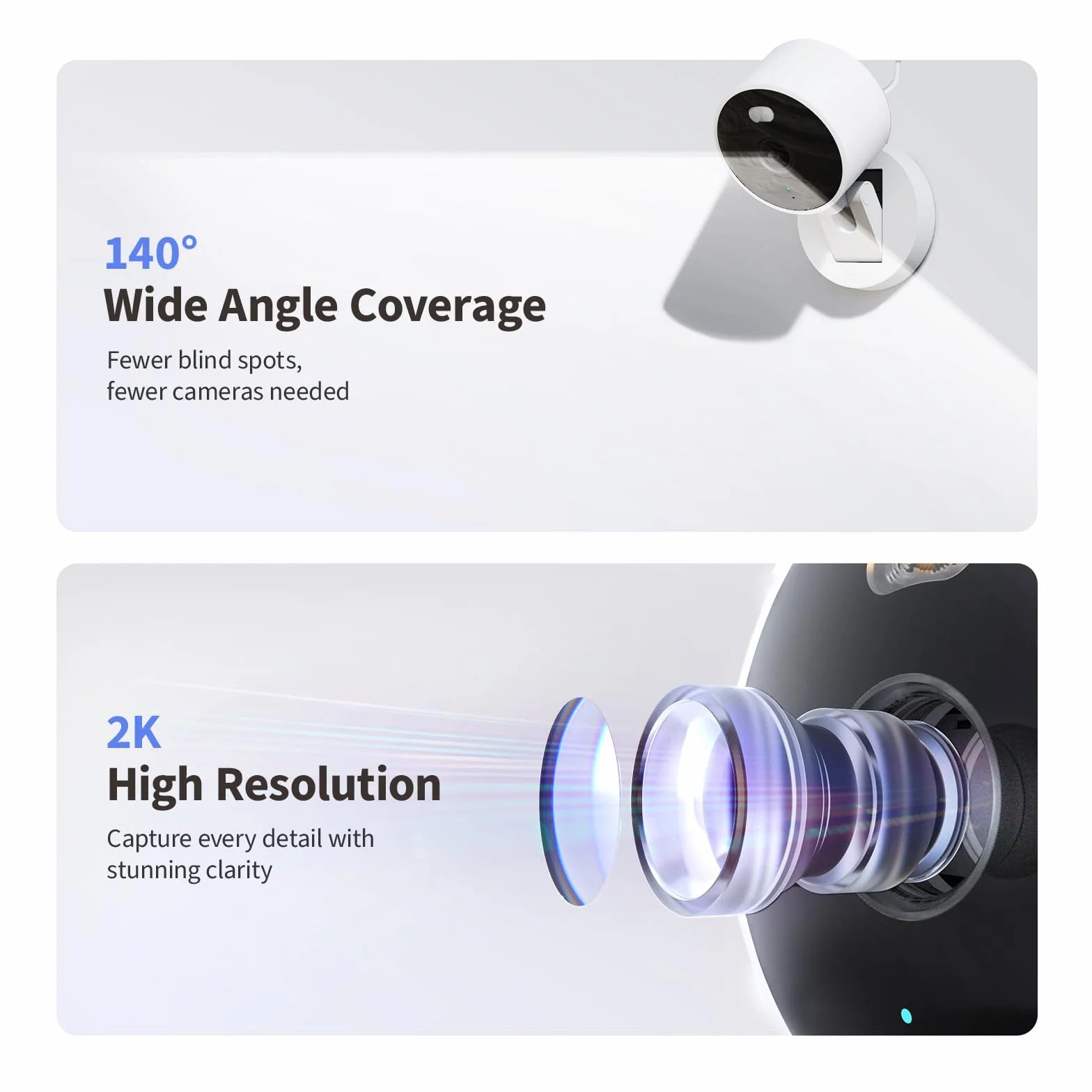 Aqara G100, Wewnętrzna/Zewnętrzna Kamera Bezpieczeństwa 2K, Bezpieczne Wideo HomeKit, 2-Kierunkowy Dźwięk, Wykrywanie AI, kąt widzenia 140°, Wi-Fi 6, Obsługuje HomeKit, Alexa, Google i IFTTT,Czarny