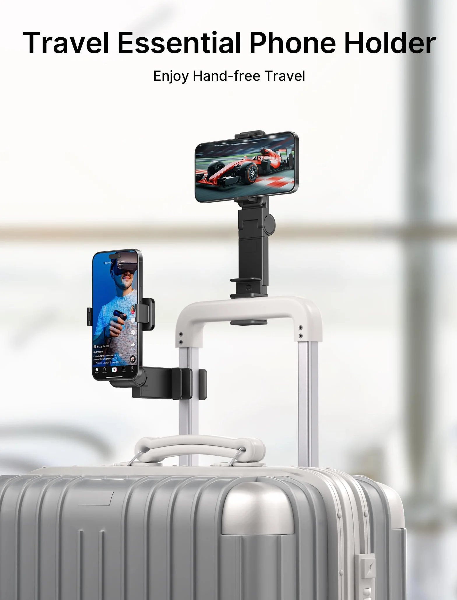 JSAUX Essentials Zestaw 2 Uchwytów na Telefon Komórkowy z Obrótem 360° do Podróży Samolotem