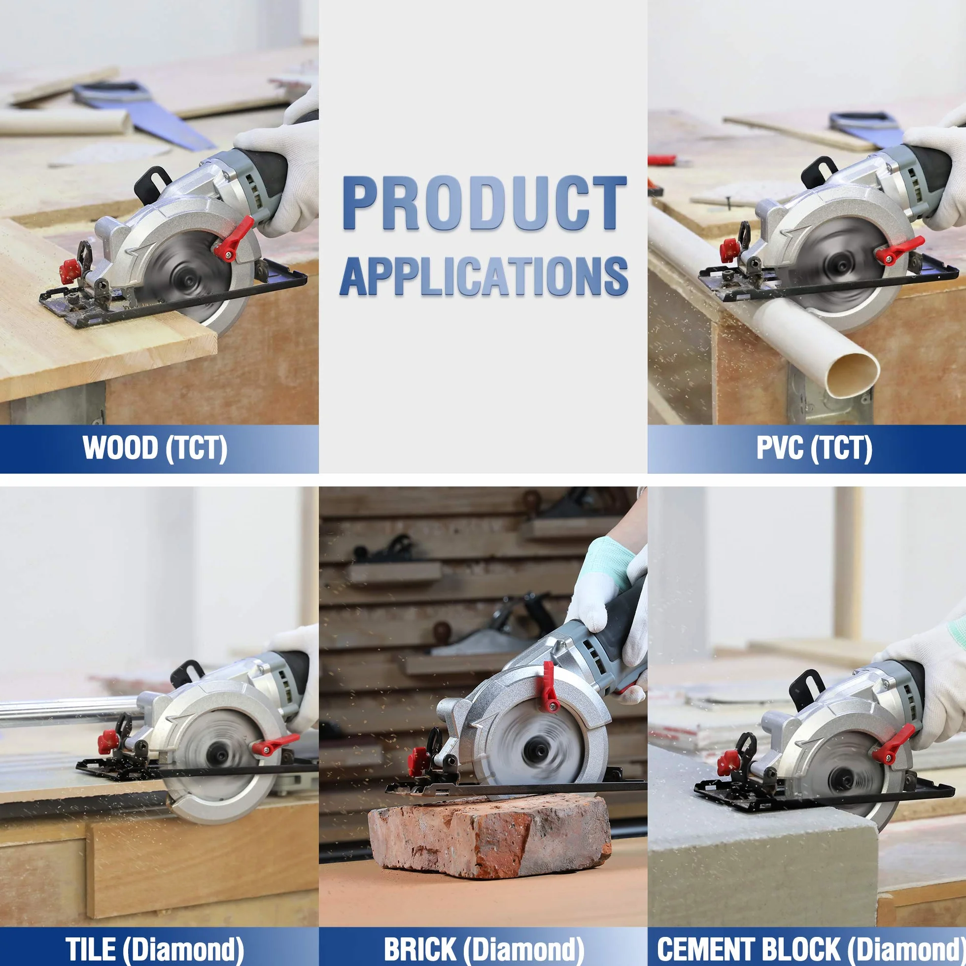 Workpro Mini piła tarczowa 750 W, 4700 obr./min, głębokość cięcia 45 mm (90°), 28 mm (45°), z szyną prowadzącą, 2 ostrzami (śr. 120 mm i 115 mm), prowadnicą, do cięcia drewna, miękkiego metalu, płytek