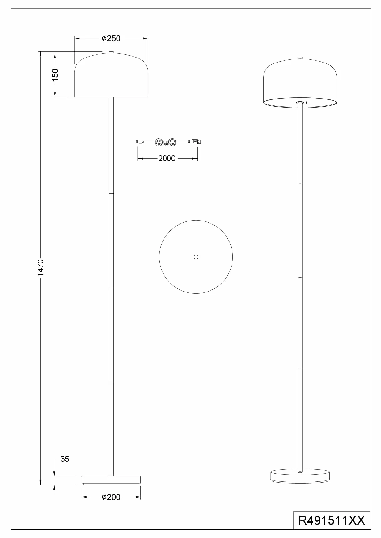 Reality Leuchten lampa stojąca LED z akumulatorem Jeff R49151132, metal czarny matowy, w zestawie 2,5 W LED