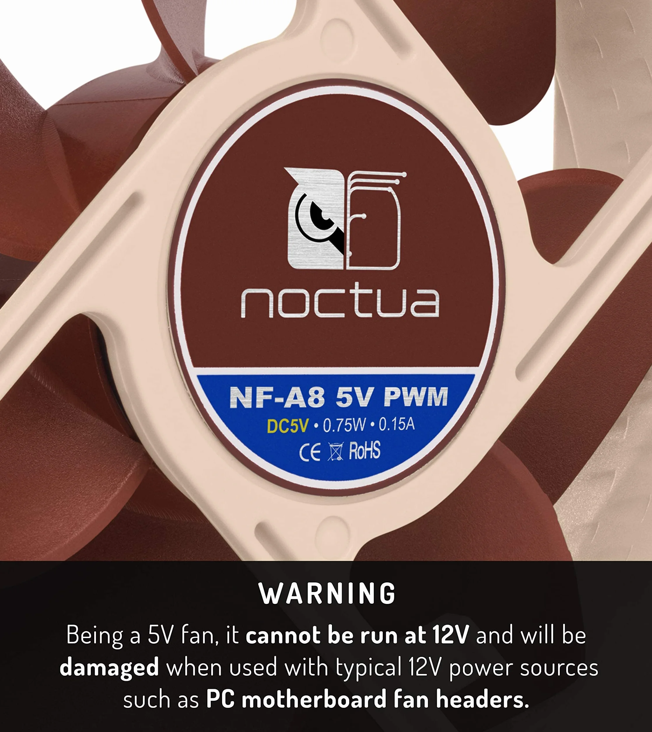 Noctua NF-A8 5V PWM 80 mm Cichy Wentylator Klasy Premium z Adapterem USB Brązowy