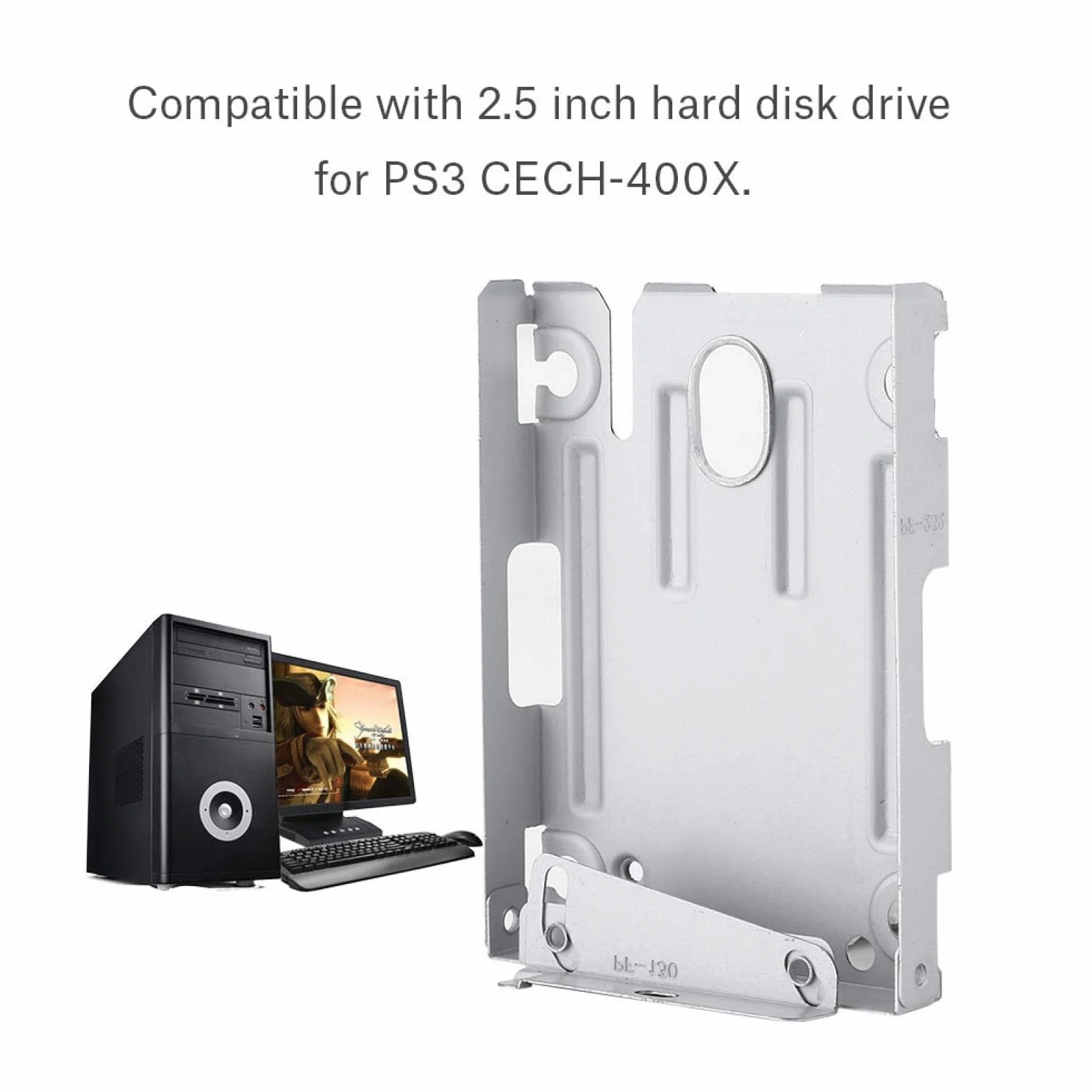 Dpofirs Uchwyt na dysk twardy 2,5 cala, USB3.0, do CECH-400X, uchwyt montażowy dysku twardego ze śrubami