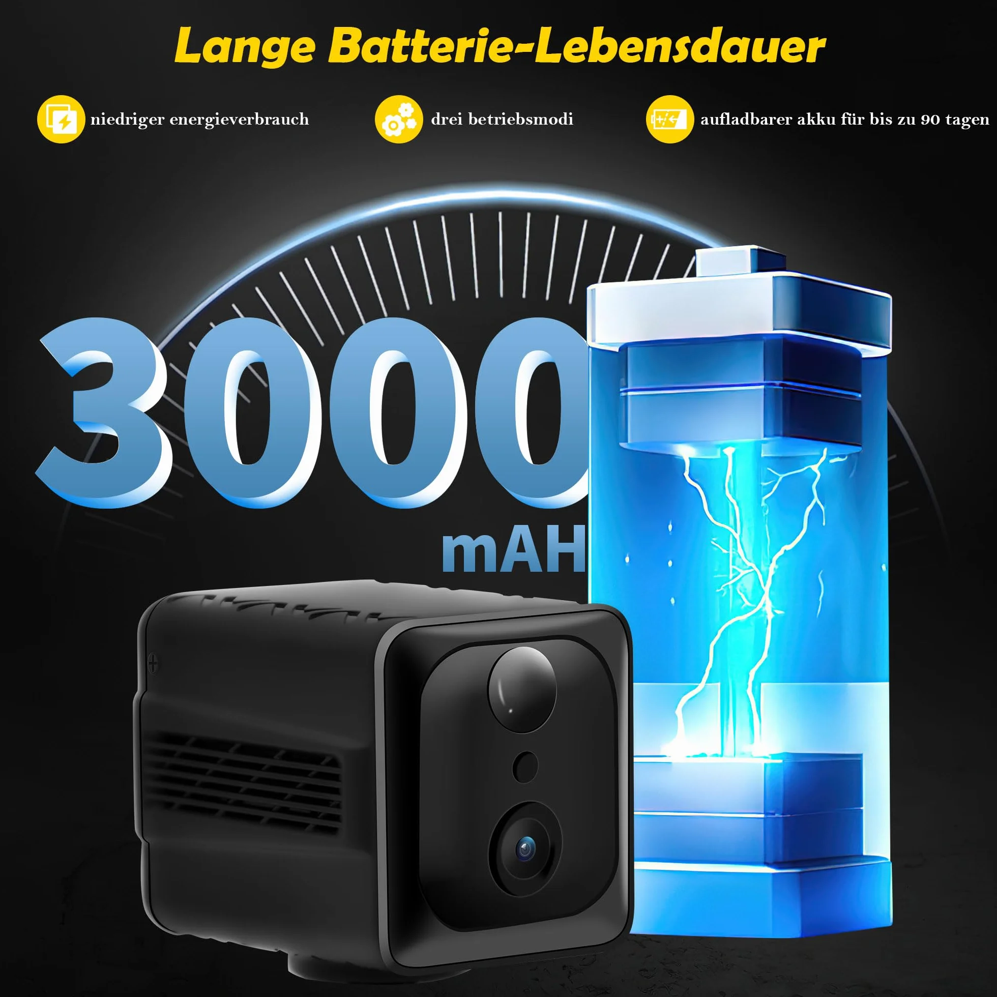 Mini Kamera 4K WLAN z Czujnikiem Ruchu, 3000 mAh, Transmisja na Żywo