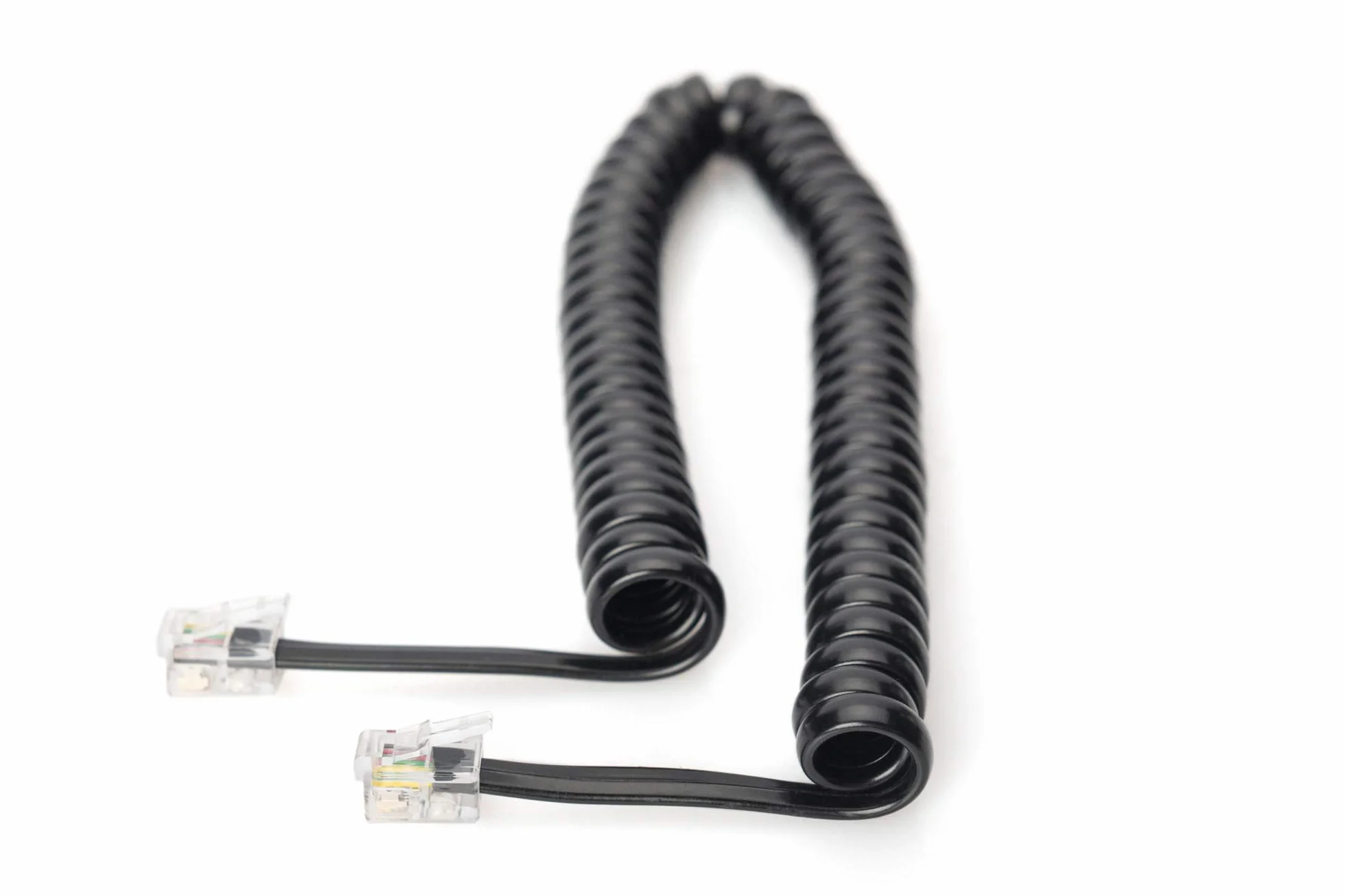 DIGITUS Kabel połączeniowy do słuchawki telefonicznej UAE - RJ10-4-żyłowy - kabel spiralny - długość 2 m - czarny