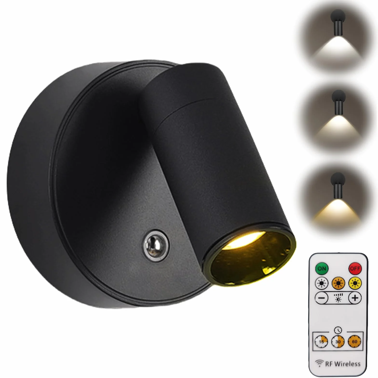 Reflektor punktowy LED, akumulator z pilotem zdalnego sterowania, lampa ścienna ładowana przez USB, 3 temperatury barwowe, możliwość ściemniania, bezprzewodowa lampa do obrazów LED z funkcją timera,
