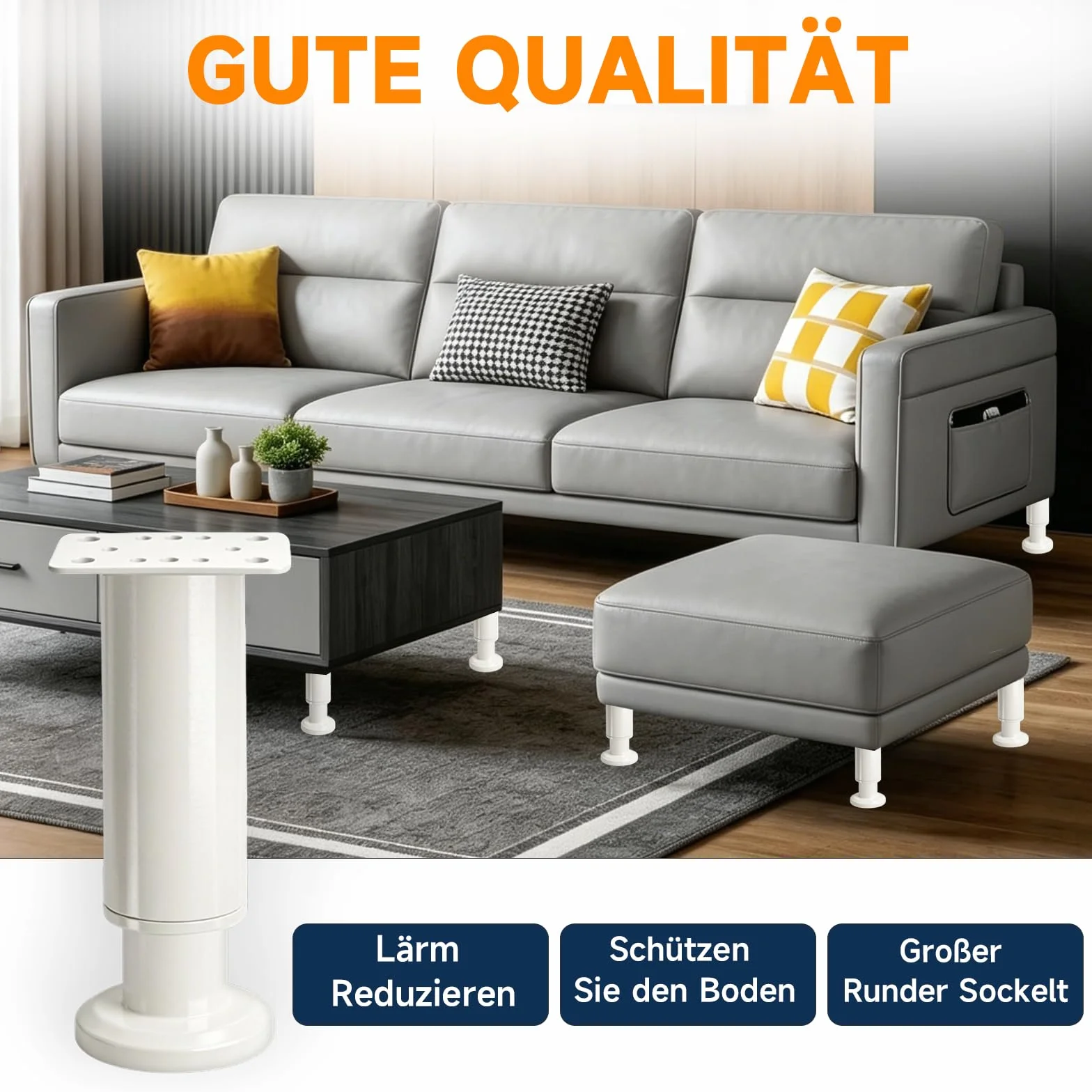 4 regulowane nóżki meblowe, białe, metalowe nogi do szafy, 8-12 cm, z regulacją wysokości, nóżki do nóg mebli, nóżek łóżka, kanapy, komody, nóg sofy, nóg łóżka.