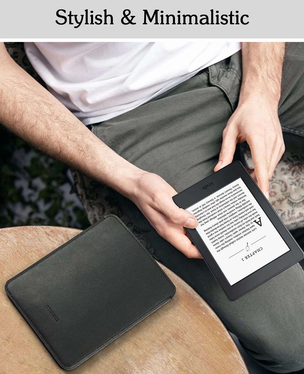 MoKo Sleeve Bag Fits with Kindle Voyage, Kindle Paperwhite 11th Gen 2021, All-new Kindle 2019, Ultra Slim Anti-scratch PU Leather Case Cover Soft Felt Lining Protective Insert Carrying Pouch, Black