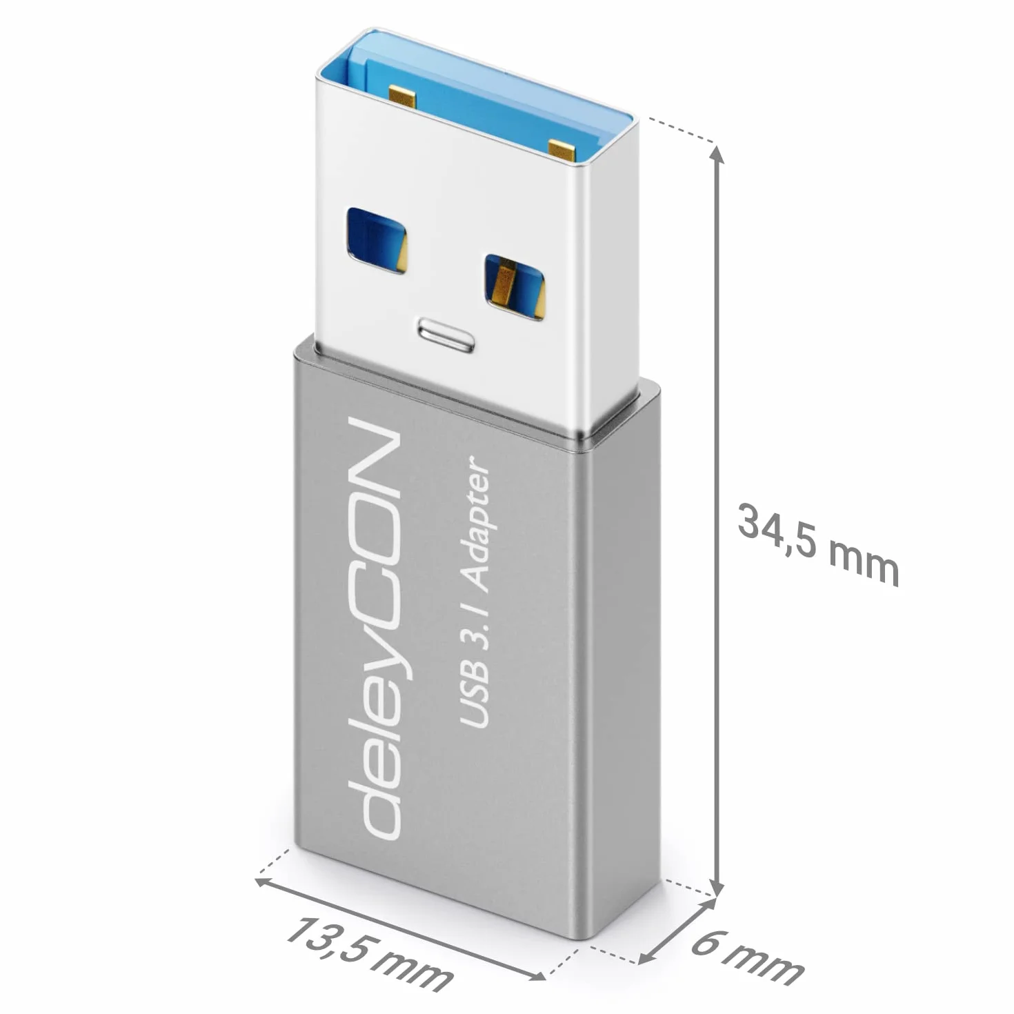 deleyCON USB C Adapter USB 3.0 5 Gb/s USB-C do USB-A Srebrny 2 Sztuki