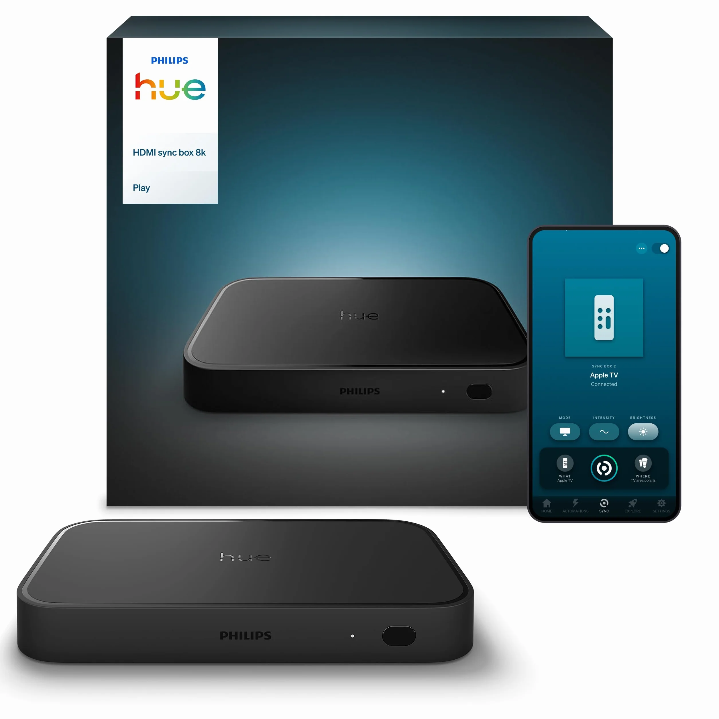 Philips Hue Play HDMI Sync Box 8K Bezprzewodowy Synchronizator Dolby Vision 10 Świateł