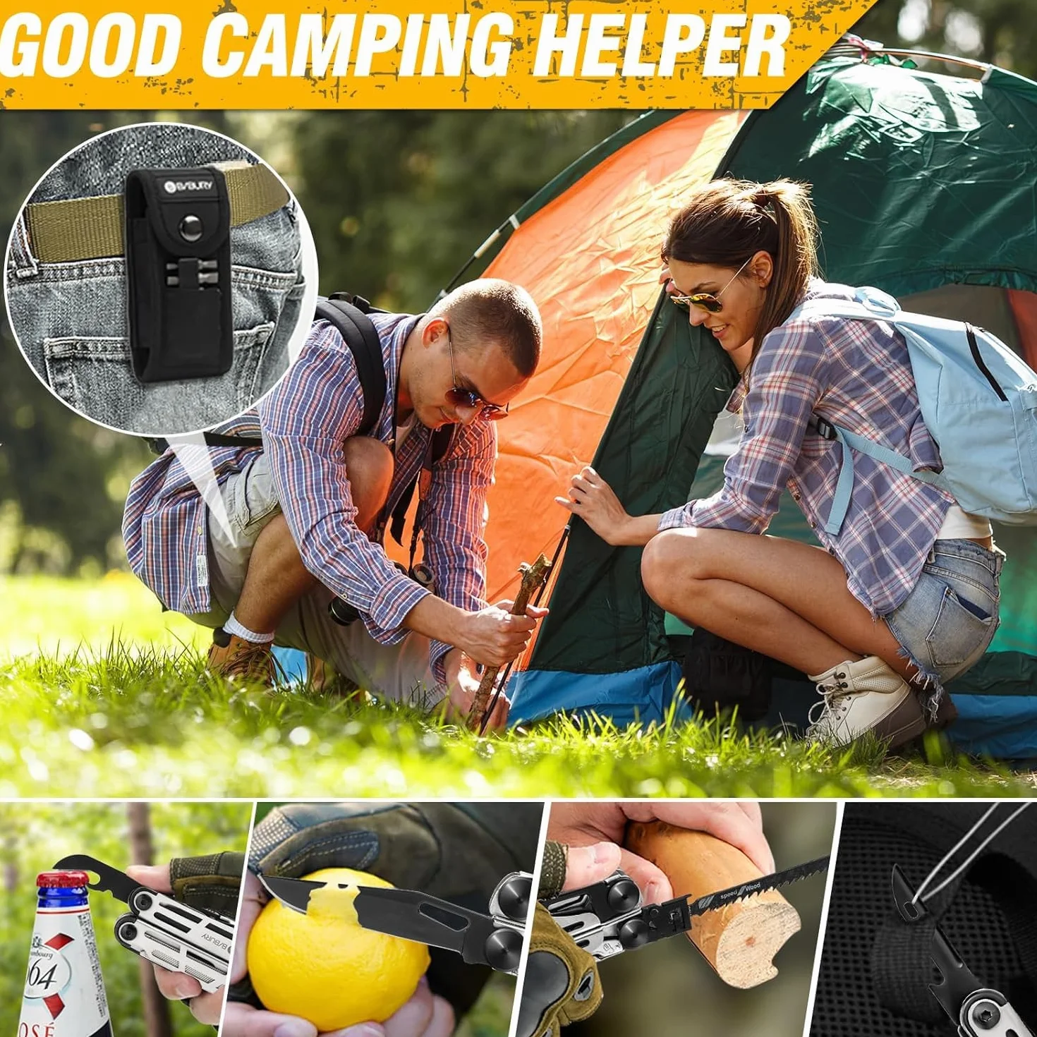 Geschenk für Männer, BIBURY Multitools, Outdoor Multi Tool Faltbare Zange mit Verbesserter Schere & Schraubendreher, Edelstahl Multitools mit Nylontasche, Weihnachtsgeschenke für Papa