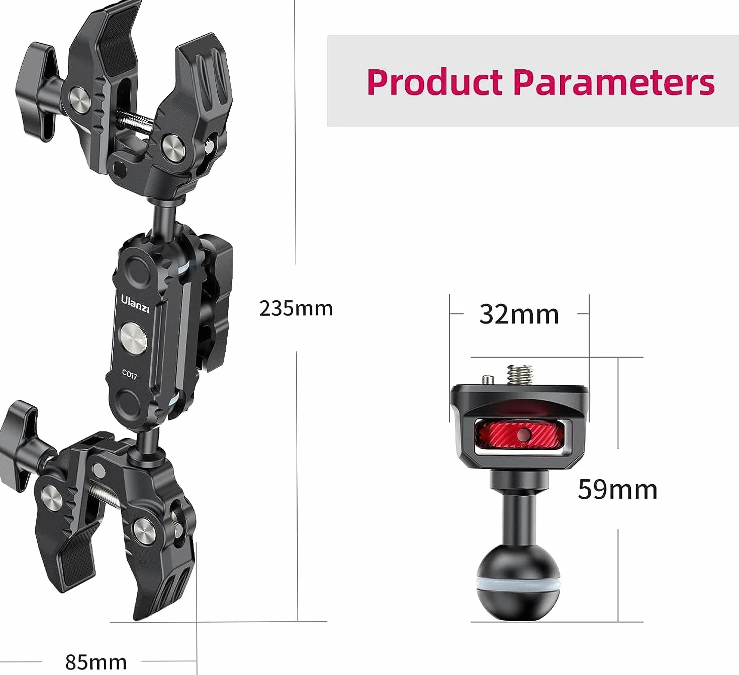 ULANZI Super Clamp Dual Head Uchwyt zaciskowy do aparatu