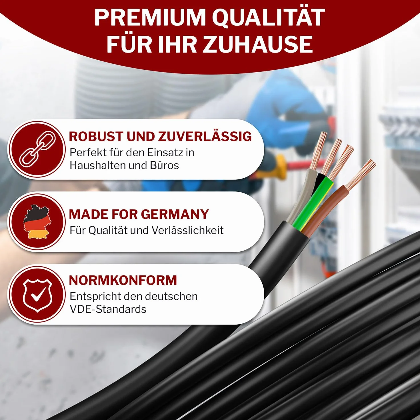 Przewód węża z tworzywa sztucznego H05VV-F 4G0,75, czarny, elastyczny przewód, kabel, kabel do urządzeń (100 m)