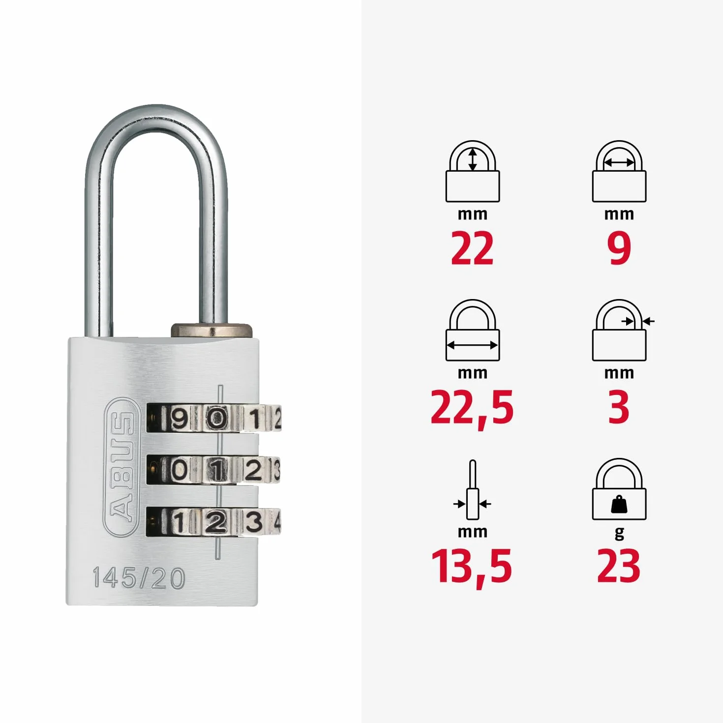 ABUS AB145/20 TITANIO 466137 kłódka, szara