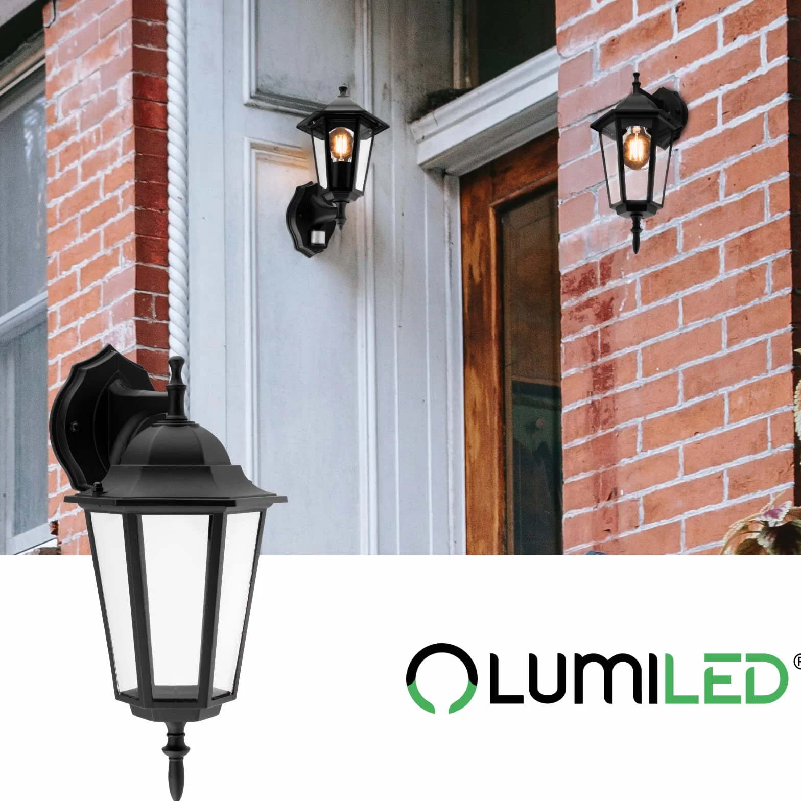 Lumiled Zewnętrzny kinkiet Vintage 230 V klasyczny Aluminiowy czarne szkło IP44 Wodoodporny E27 Ogrodowy Retro Lampa