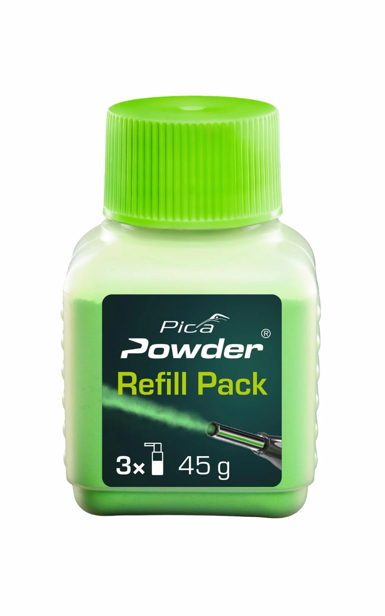 Pica Powder Refill Pack 2030 Zielony | Proszek uzupełniający do Pica Spraymarker Powder 2020 | Fluorescencyjny proszek kredowy | Do 4 500 oznaczeń