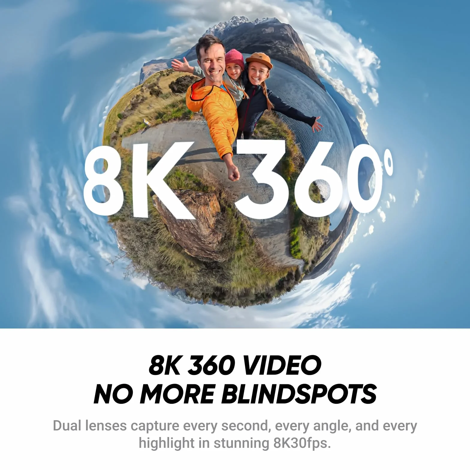 Insta360 Zestaw startowy X4 Air Polarweiss – lekka kamera 360° 8K 165g, niewidoczny kij do selfie, wymienne obiektywy, filmuj najpierw i kadruj pó?niej, wbudowana ochrona przed wiatrem, stabilizacja