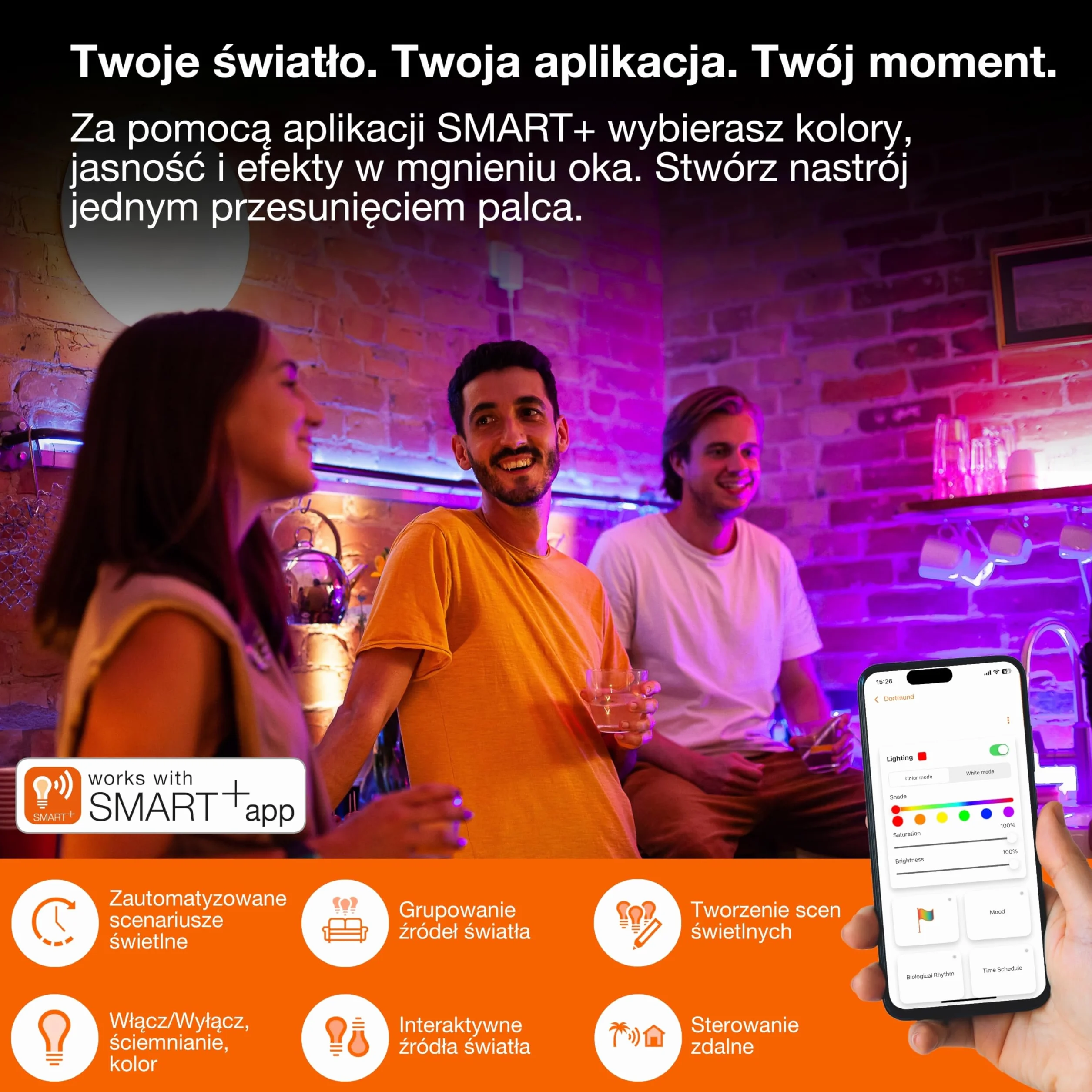 OSRAM Lampa nastrojowa i stołowa SMART+ WIFI BALL LIGHT, czarna, 4 W, 130 lm, dynamiczny efekt świetlny Magic RGB, dwa źródła światła, możliwość przyciemniania, długa żywotność, łatwa instalacja,