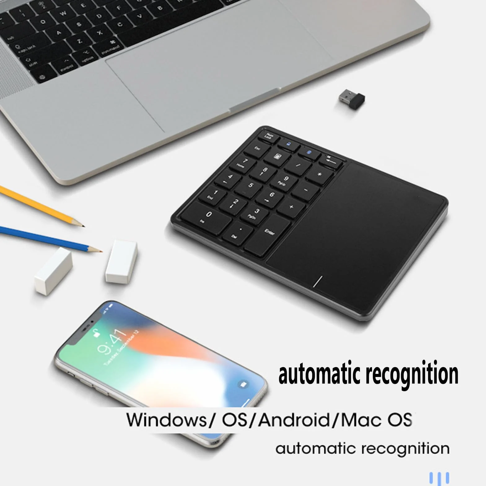 Bezprzewodowa klawiatura numeryczna z touchpadem, blok numeryczny Bluetooth do laptopa, 22 przyciski, bezprzewodowa klawiatura numeryczna BT Dual Mode Numeric Keypad, 2,4 G 2 w 1, przenośna klawiatura