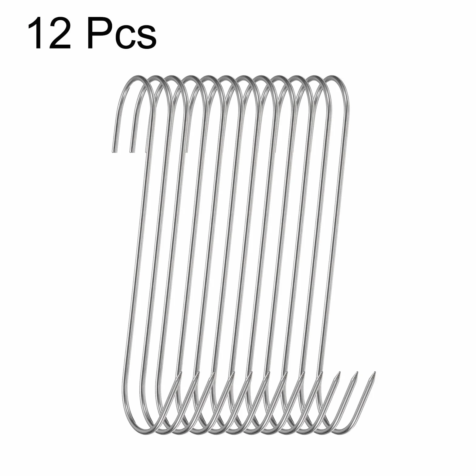 QUARKZMAN 12 szt. 180 mm haczyki do mięsa ze stali nierdzewnej 304 haczyk rzeźniczy w kształcie litery S do zawieszania mięsa wędzenie grillowanie żeberka wołowina BBQ (obciążenie MAX 5 kg)