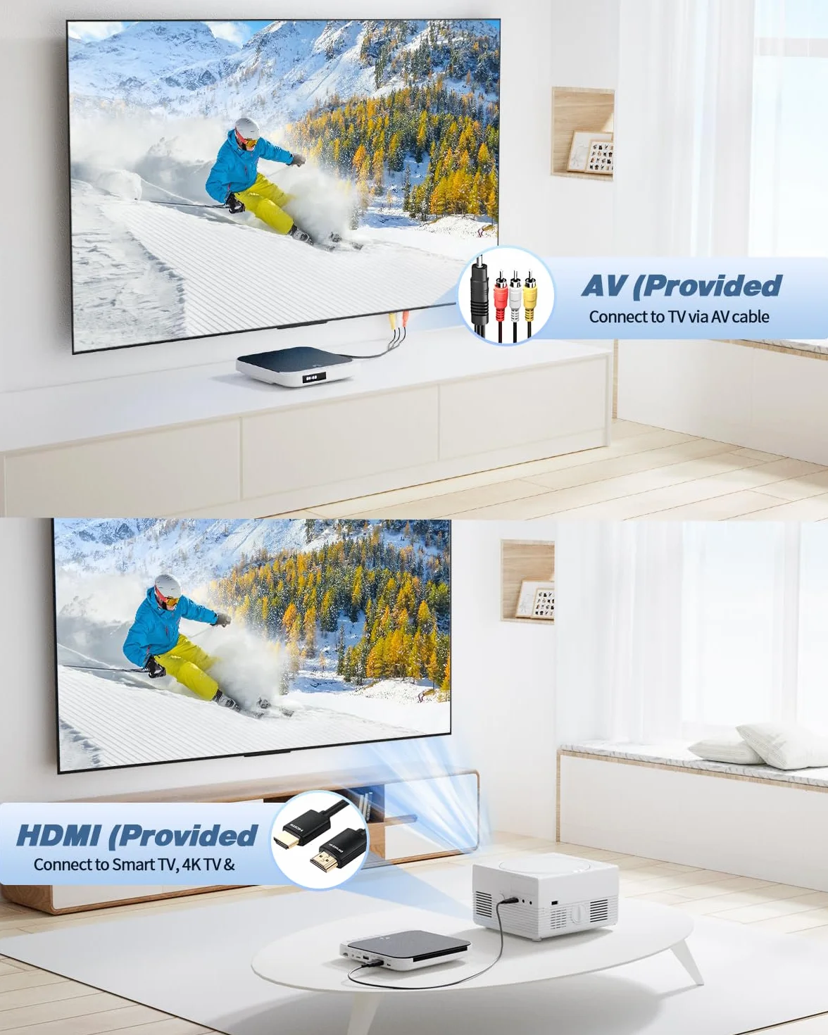 Desobry Mini odtwarzacz DVD do telewizora, mały odtwarzacz DVD HDMI we wszystkich regionach, pamięć punktu przerwania (MD115W-04DE)