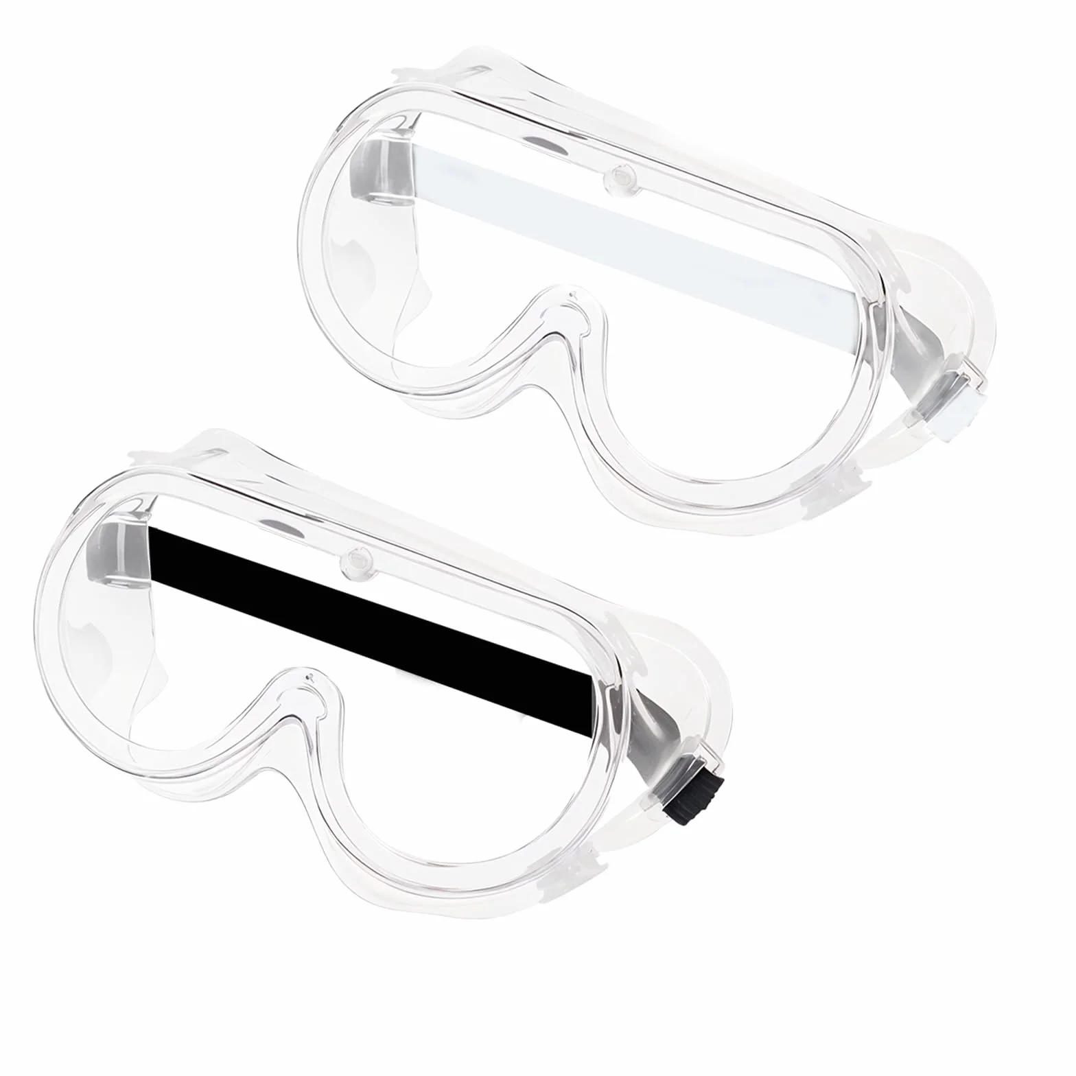 COMNICO 2 sztuki okularów ochronnych, okulary robocze, przezroczyste soczewki, szerokie pole widzenia, lekkie okulary, regulowany pasek, elastyczna oprawka, pyłoszczelne okulary ochronne, ochrona