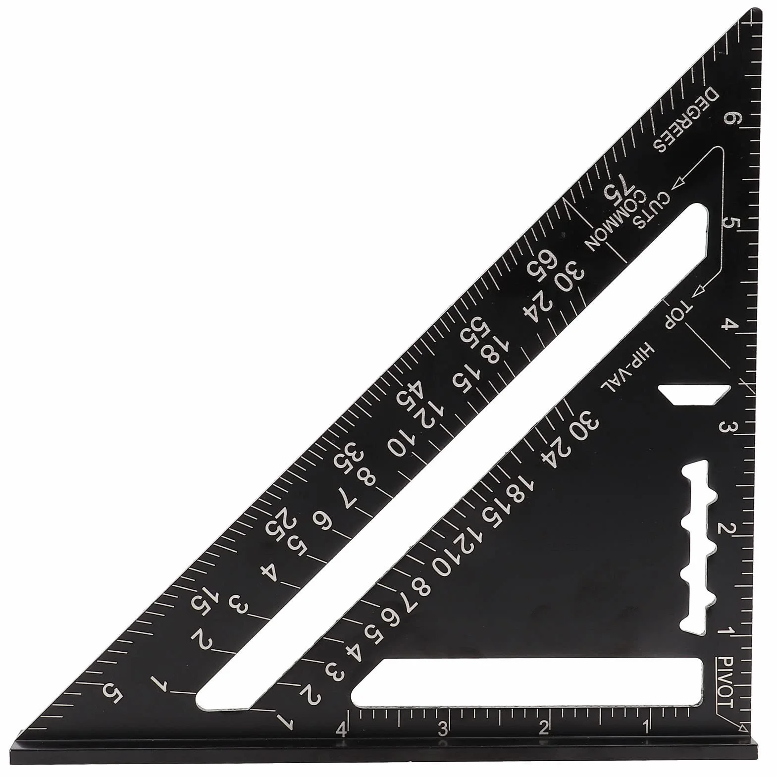7-calowy metryczny/imperialny kwadratowy aluminiowy instrument linijka trójkątna kątomierz z czarnym wykończeniem Oxi dla stolarzy
