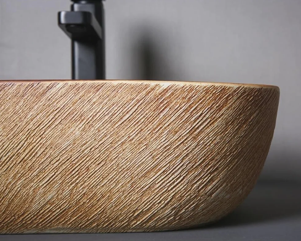 Zlewozmywak naczyniowy Umywalka nablatowa Art w stylu retro, prosta, ceramiczna, owalna, balkonowa