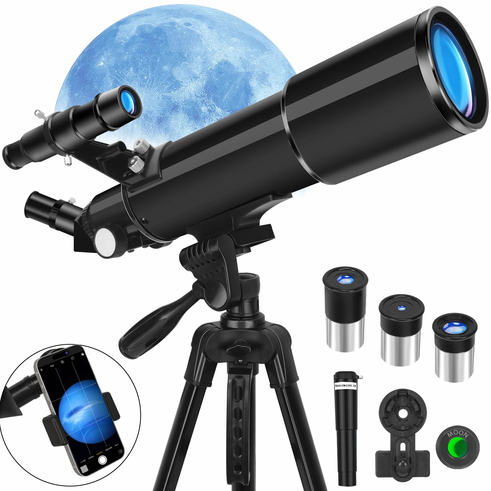 Teleskop dla dzieci Pro 70 mm 500 mm FMC refraktor astronomiczny z regulowanym statywem i uchwytem AZ