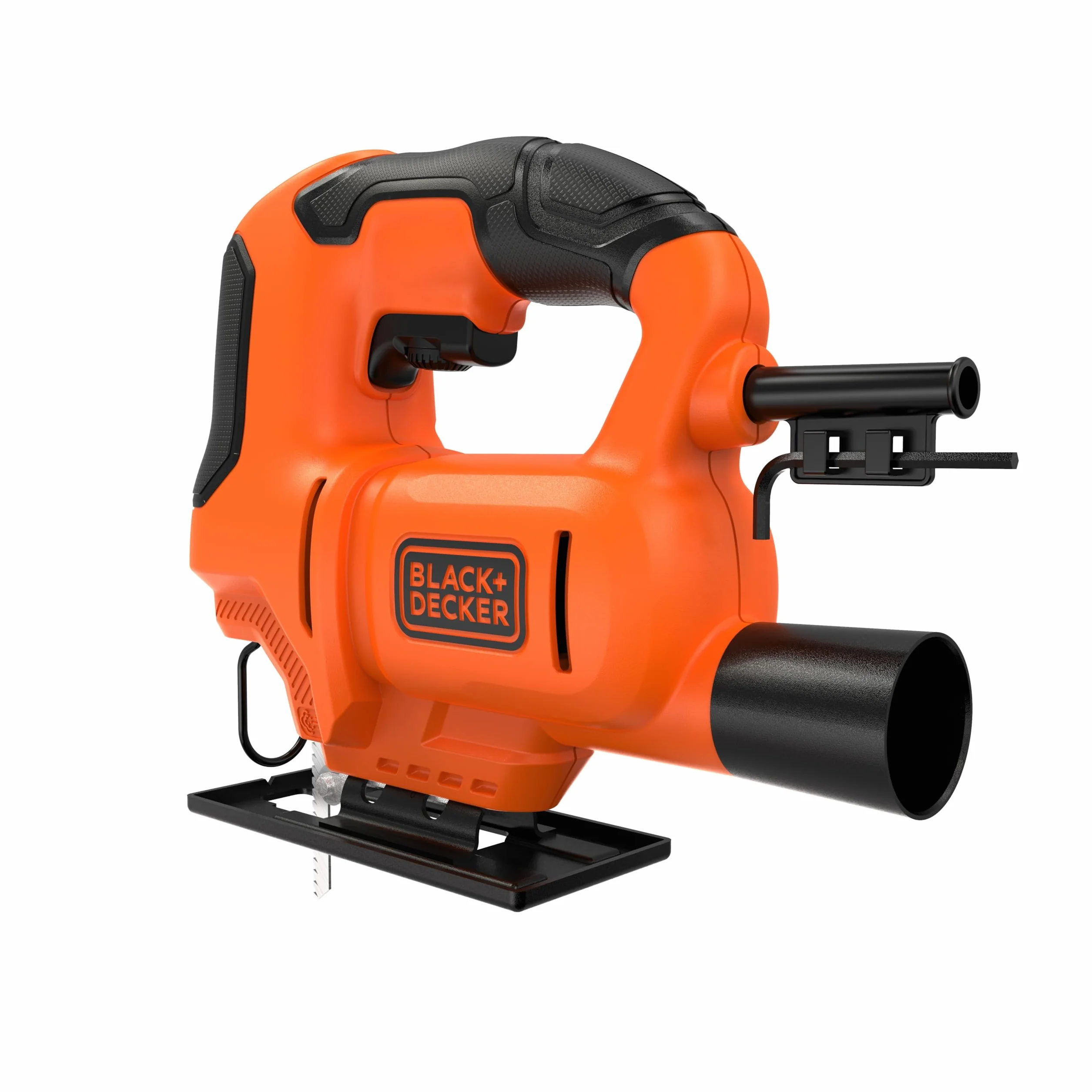 BLACK+DECKER Wyrzynarka 400W, kompaktowa i ergonomiczna konstrukcja, beznarzędziowa wymiana ostrza, cięcie skosem 0-45º, przyjmuje ostrza typu "T", prędkość 0-3 000 cpm - BES603-QS