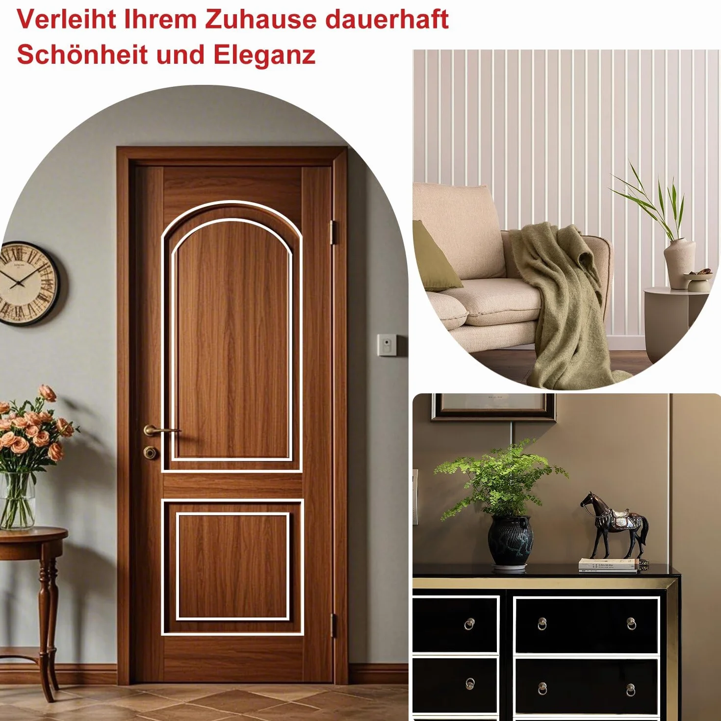 Samoprzylepne listwy dekoracyjne na ścianę – listwa ścienna – samoprzylepna listwa osłonowa, listwy ozdobne, białe, rama lustra, drzwi szafy, dekoracja domu (białe, 6 m)