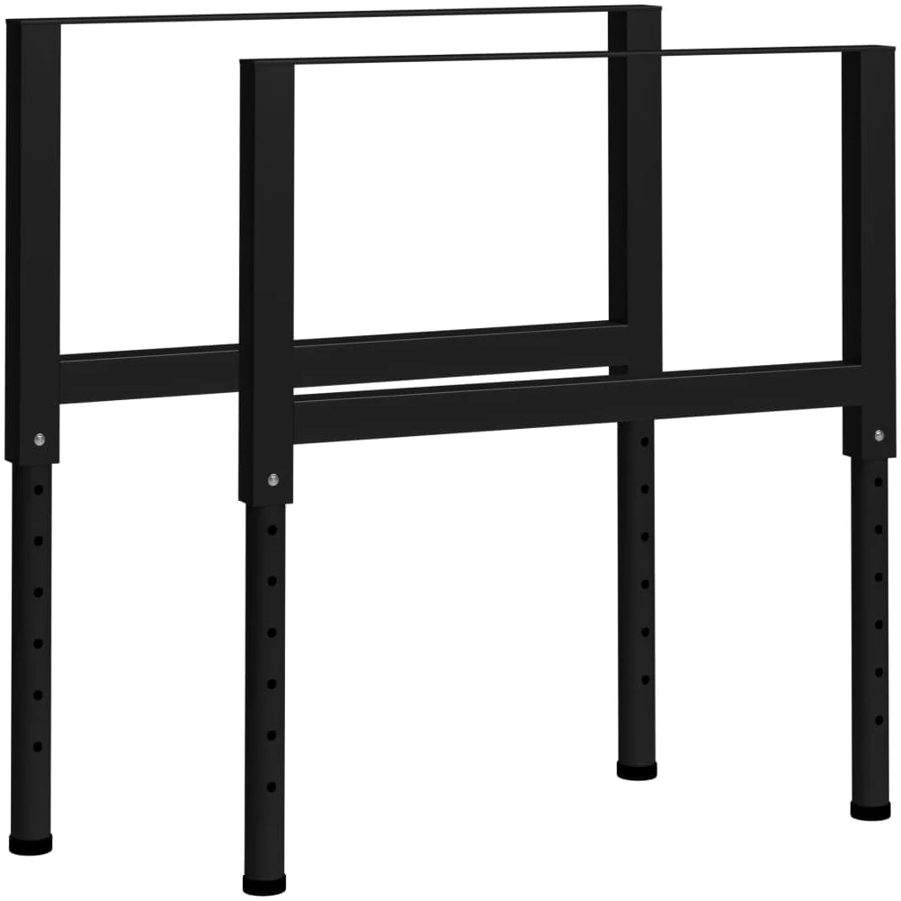 Stelaż stołu warsztatowego, regulowany, 2 szt., czarny, metal, nogi stołu z regulacją wysokości 69-95,5 cm, wytrzymałe nogi stołu warsztatowego do samodzielnego wykonania, trwałe nogi meblowe