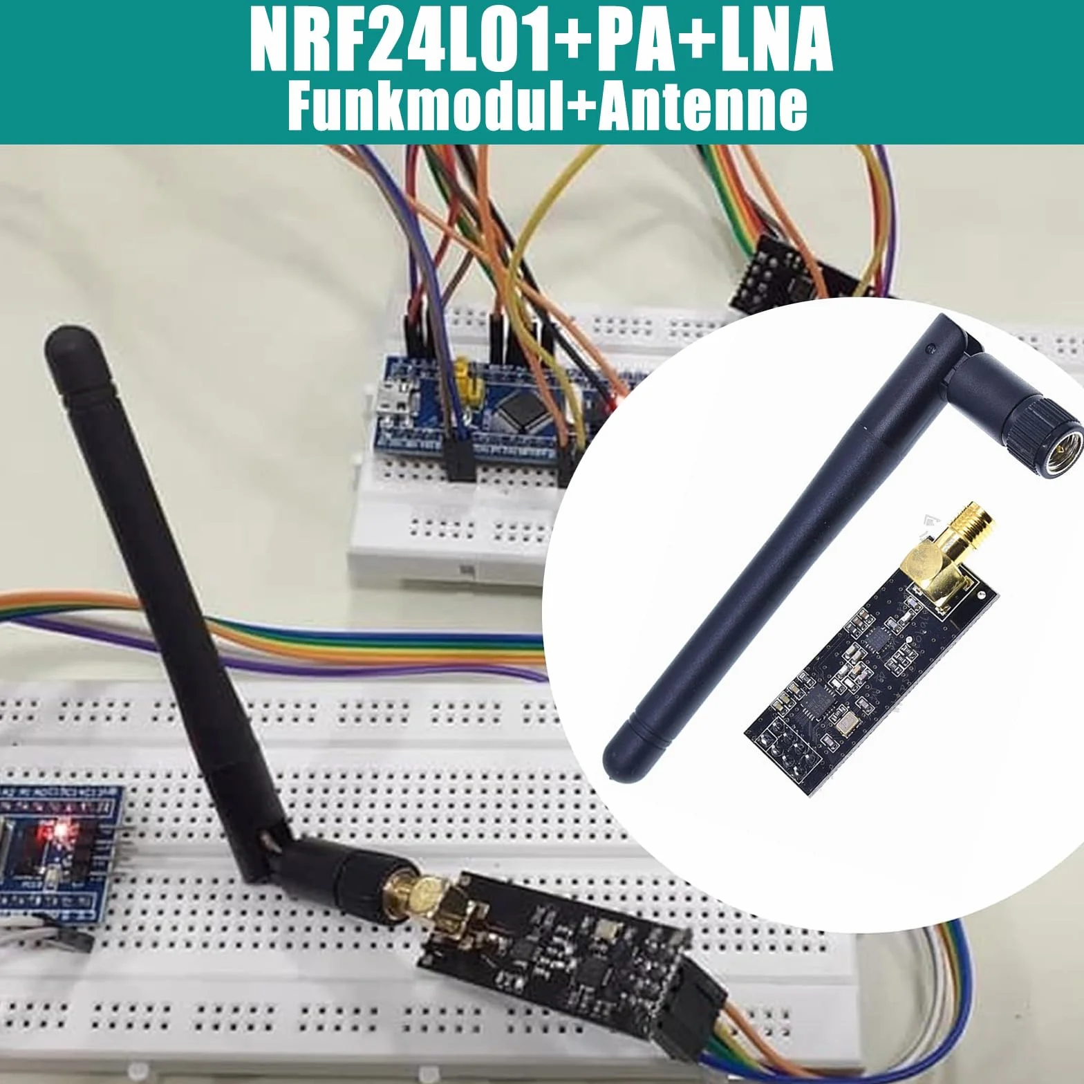 GERUI NRF24L01 + PA + LNA moduł radiowy 2,4 GHz 1100 m RF antena SMA kompatybilny z Arduino