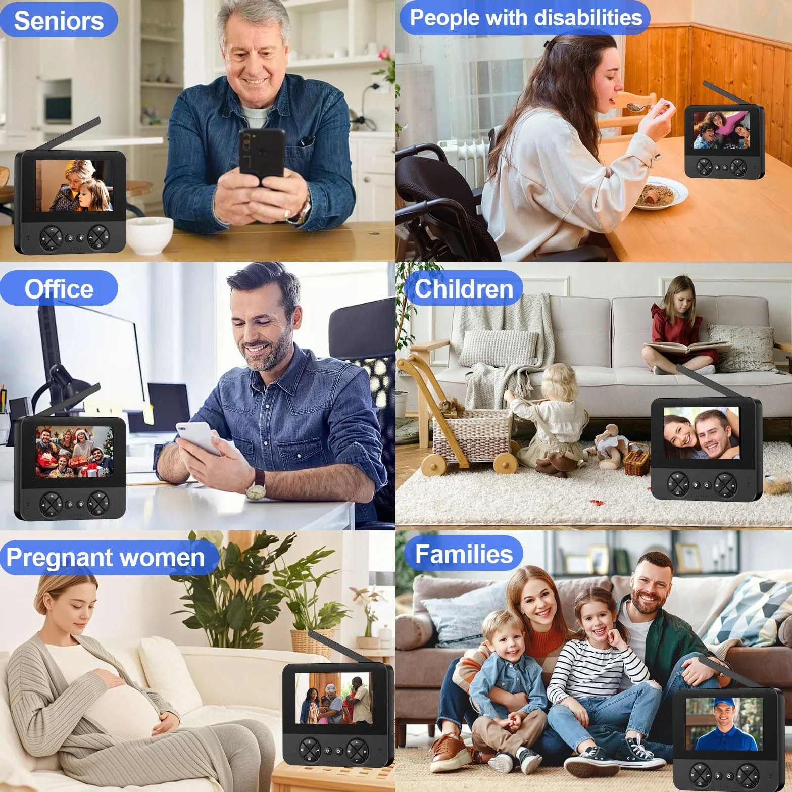 Bezprzewodowy dzwonek do drzwi z monitorem, kamera wideo z dzwonkiem do drzwi 4,3 cala, bezprzewodowy dzwonek do drzwi, 1080p, z dwukierunkowym wideo, widzenie nocne, wykrywanie ruchu PIR, bez WLAN