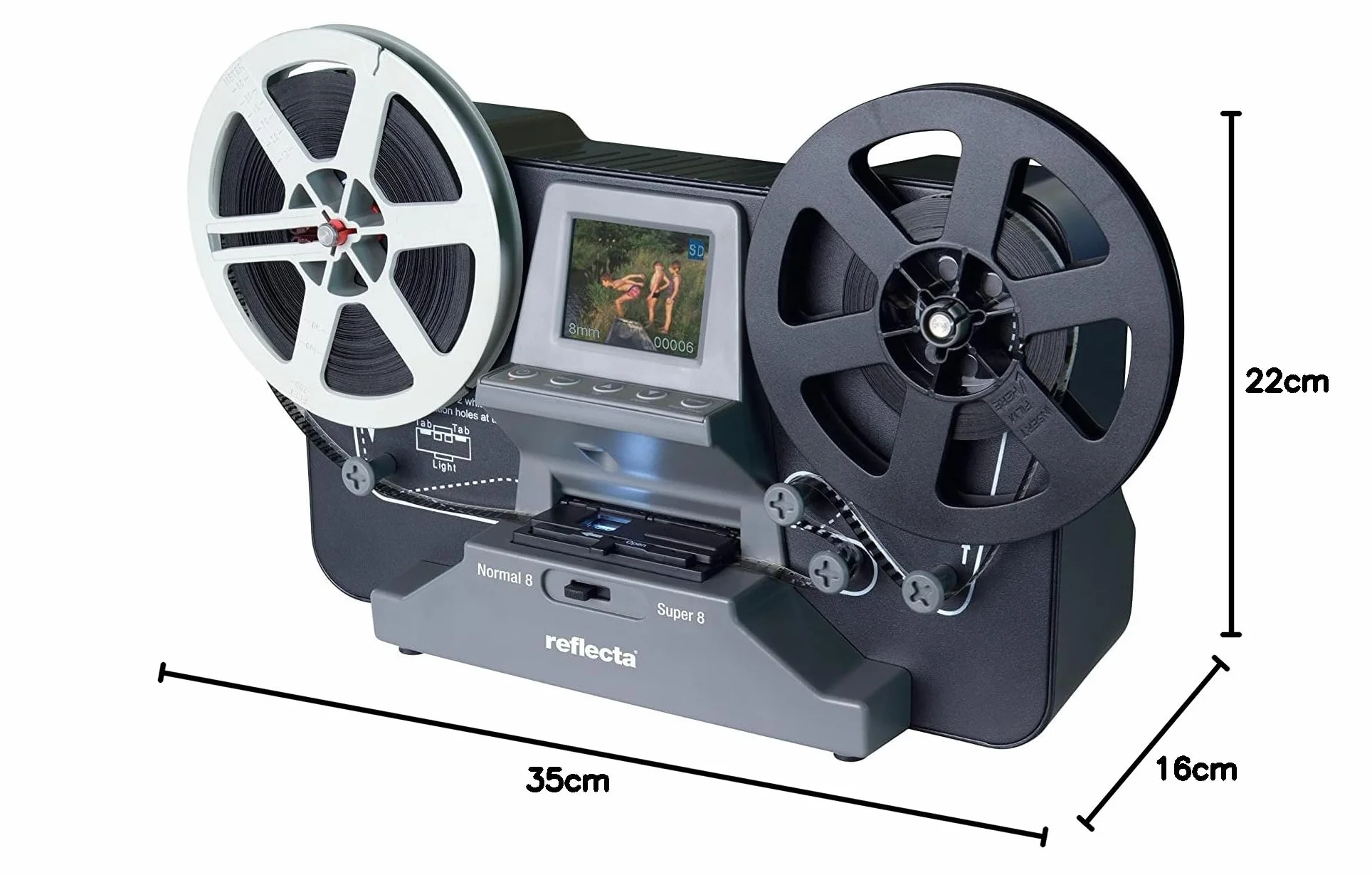 Reflecta Skaner Filmów Super 8 i Normal 8 3,53 MP CMOS LED 1440x1080p 20 kl./s LCD 2,4 cala USB 2.0 HD MP4